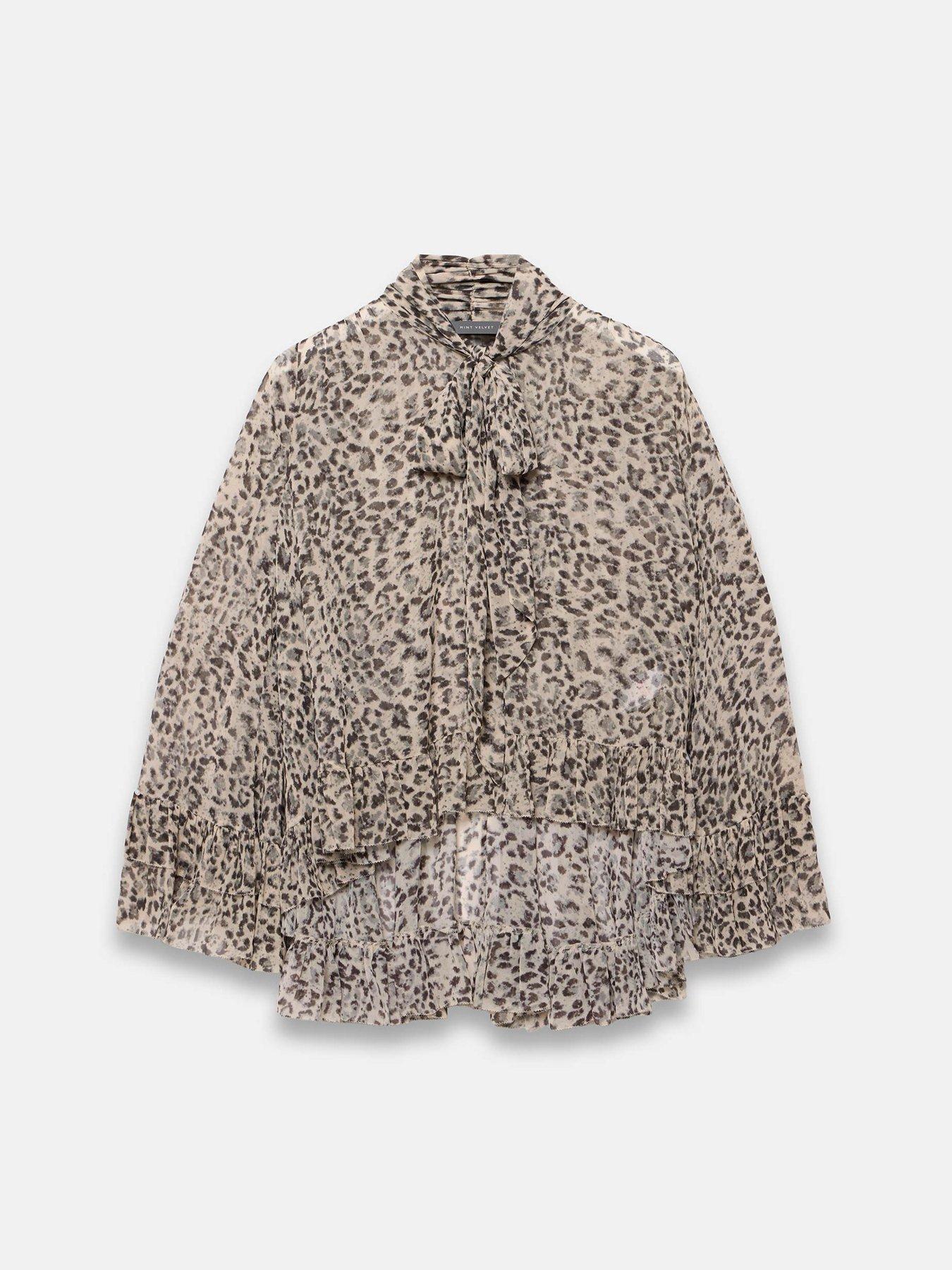Image 5 of 6 of Mint Velvet Leopard Print Ruffle Blouse - Cream