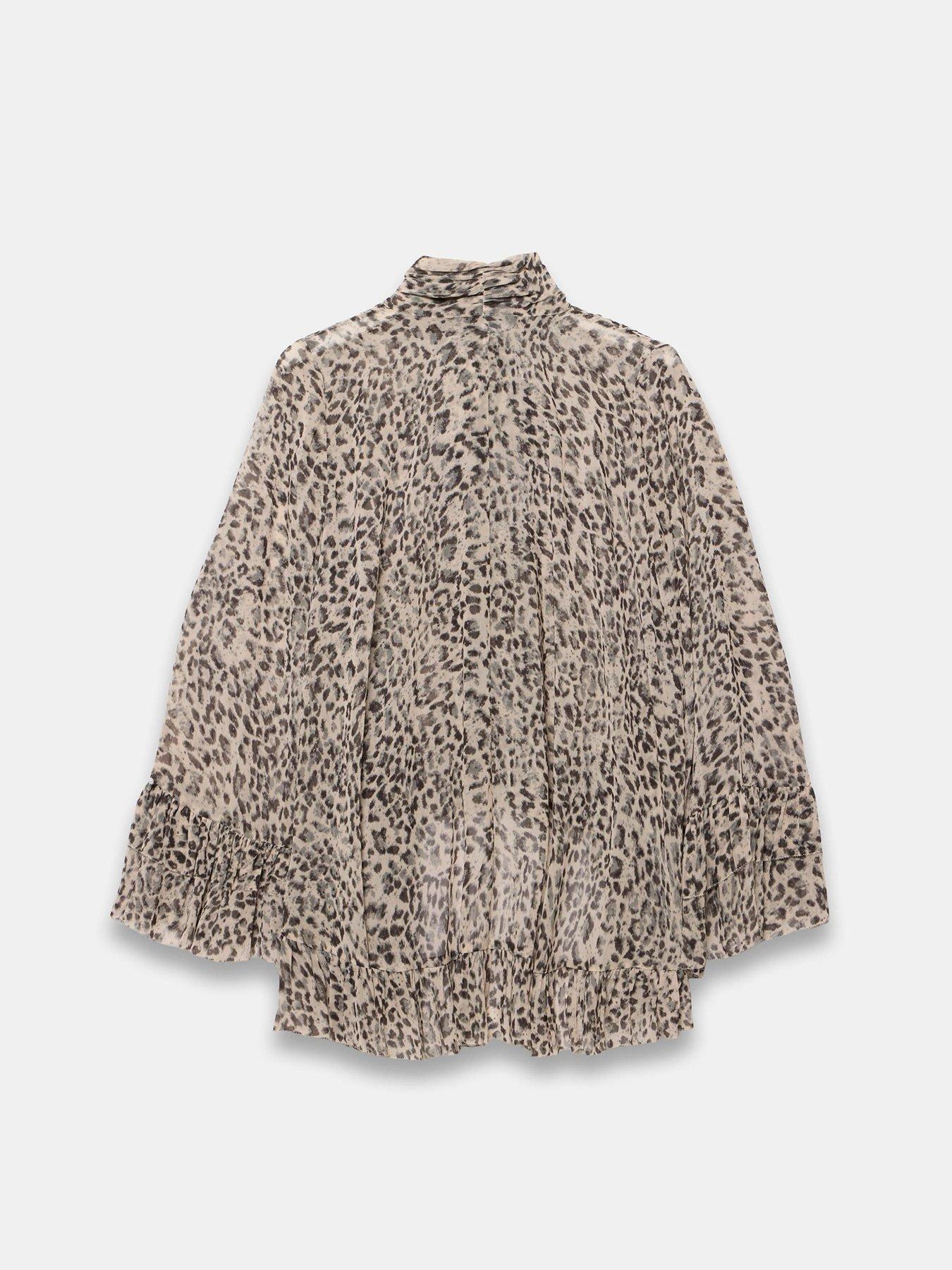 Image 6 of 6 of Mint Velvet Leopard Print Ruffle Blouse - Cream