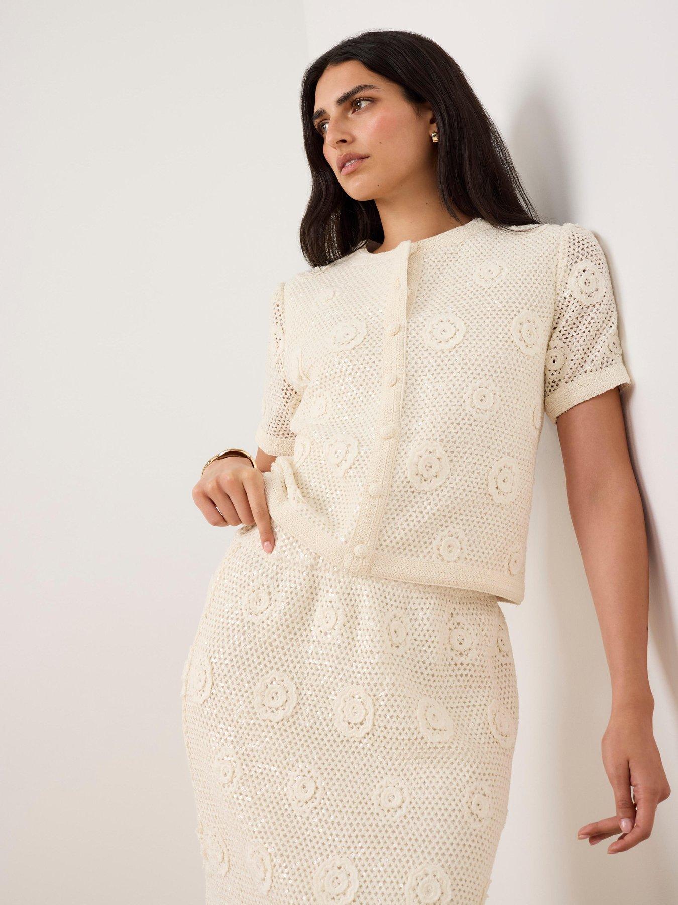 Image 4 of 6 of Mint Velvet Neutral Sequin Flower Top