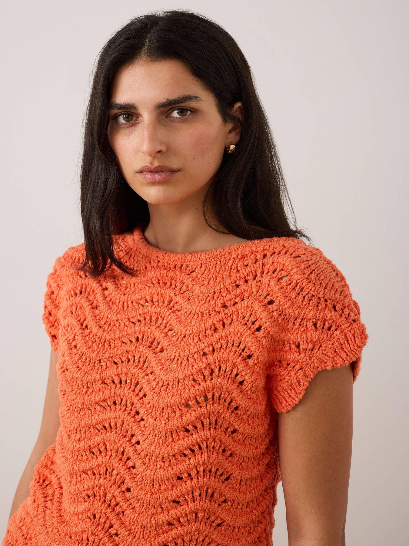 Image 3 of 6 of Mint Velvet Orange Sparkle Stitch Top
