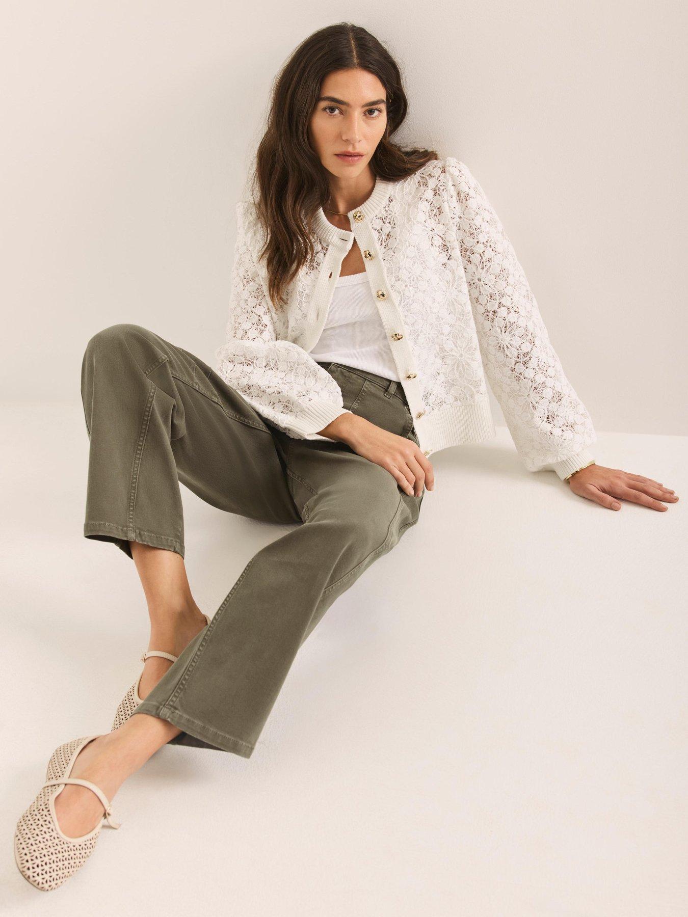 Image 1 of 6 of Mint Velvet Ivory Lace Jacket - White