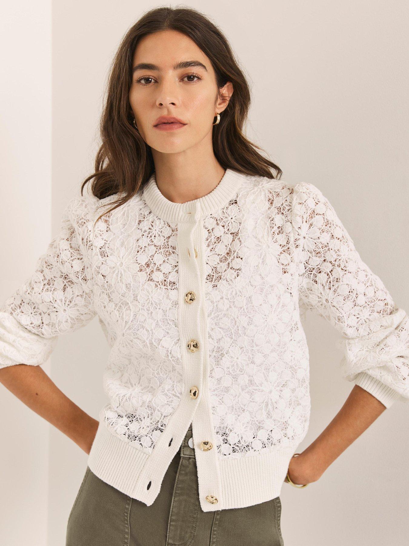 Image 2 of 6 of Mint Velvet Ivory Lace Jacket - White