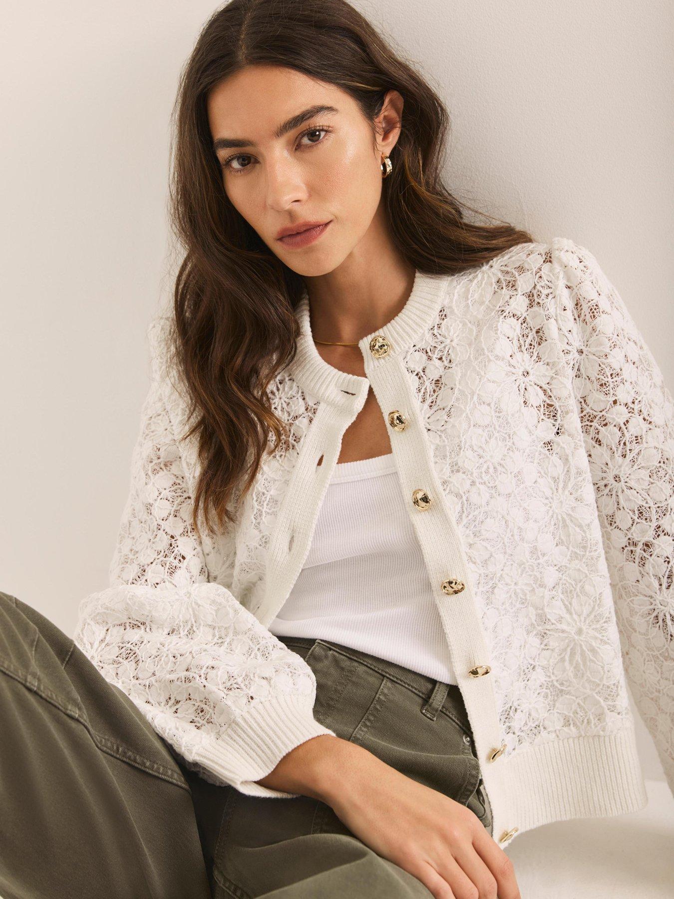 Image 4 of 6 of Mint Velvet Ivory Lace Jacket - White