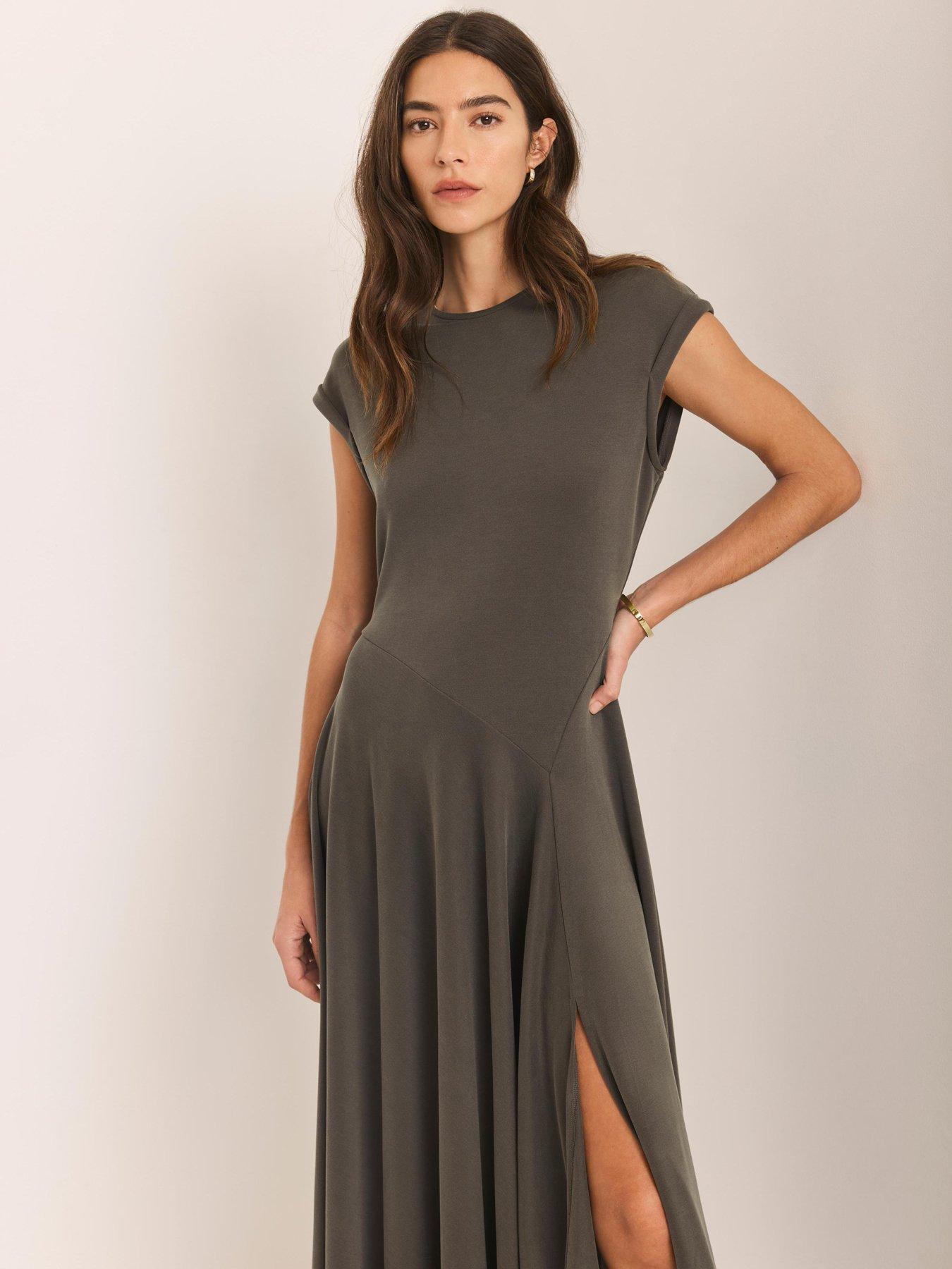 Image 4 of 6 of Mint Velvet Asymmetric Jersey Dress - Khaki