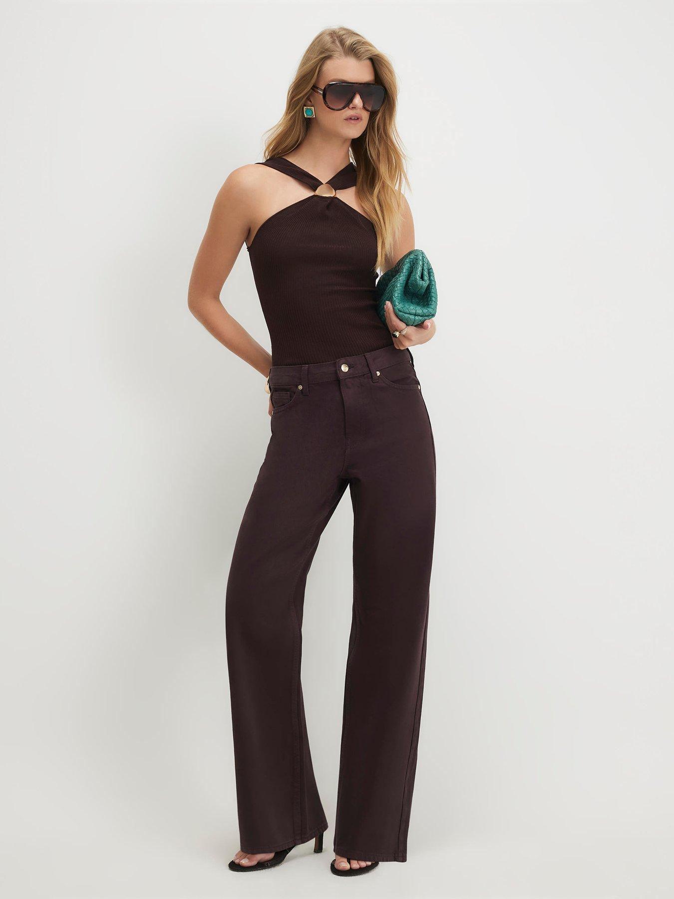 River Island Relaxed Straight Leg Jeans - Brown