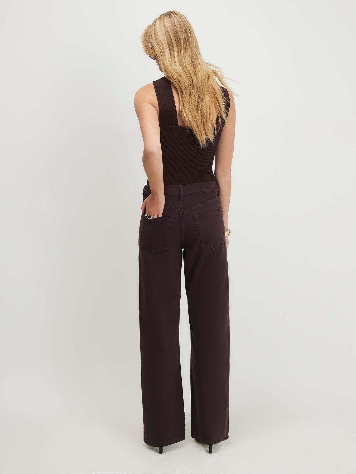 Image 2 of 4 of River Island Relaxed Straight Leg Jeans - Brown