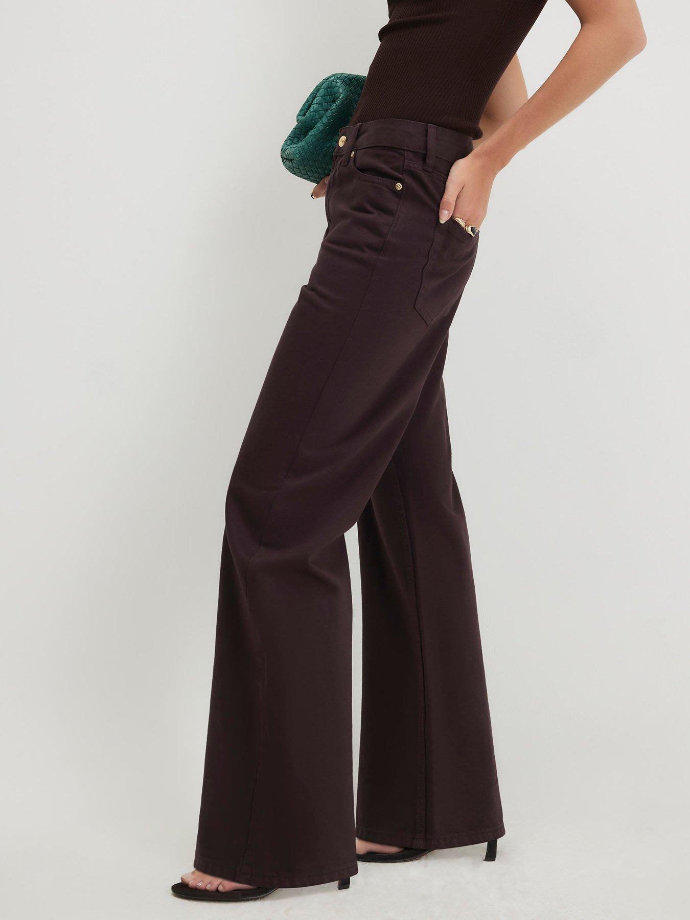 Image 3 of 4 of River Island Relaxed Straight Leg Jeans - Brown