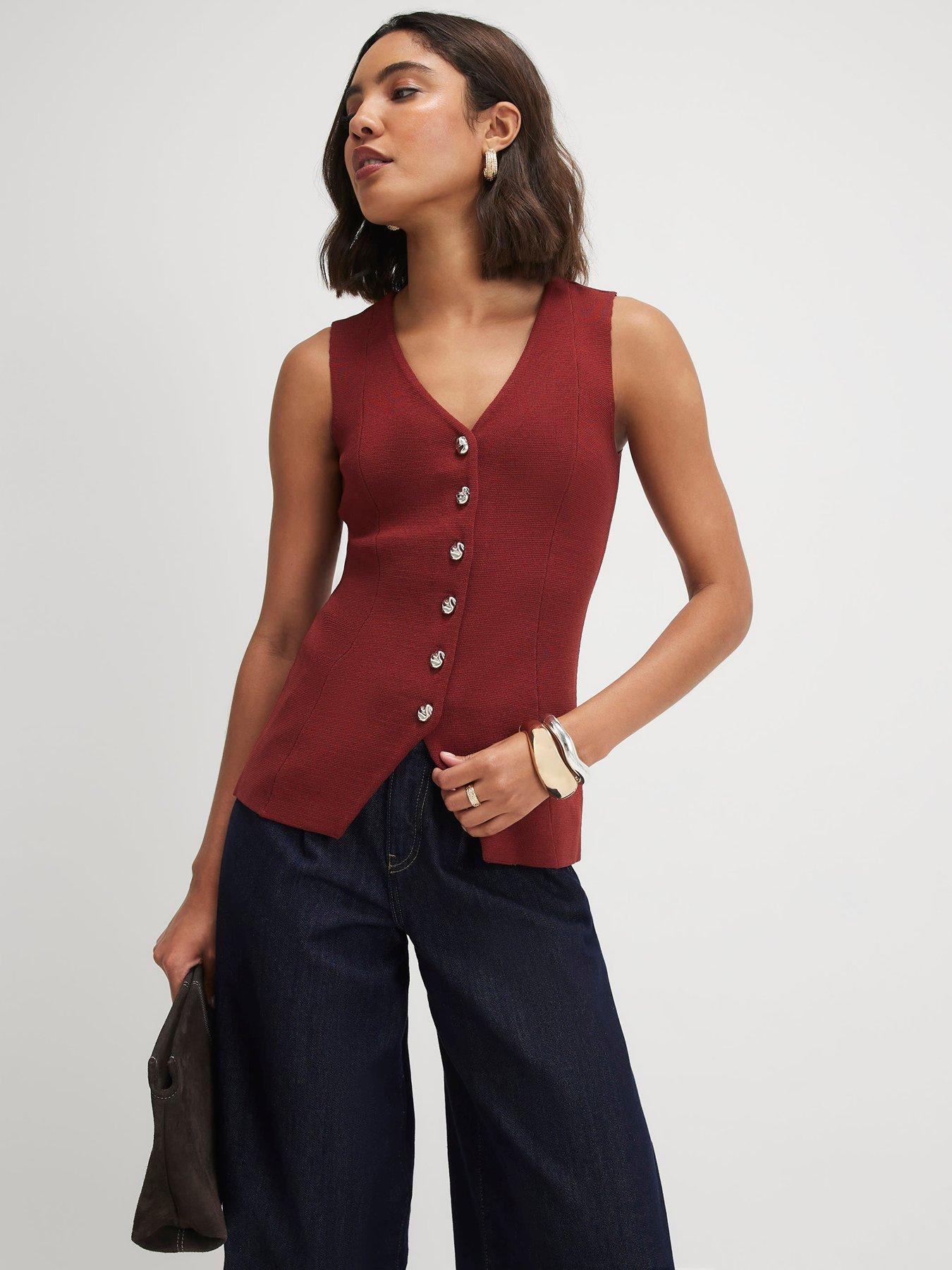Image 1 of 6 of River Island Knitted Waistcoat - Rust