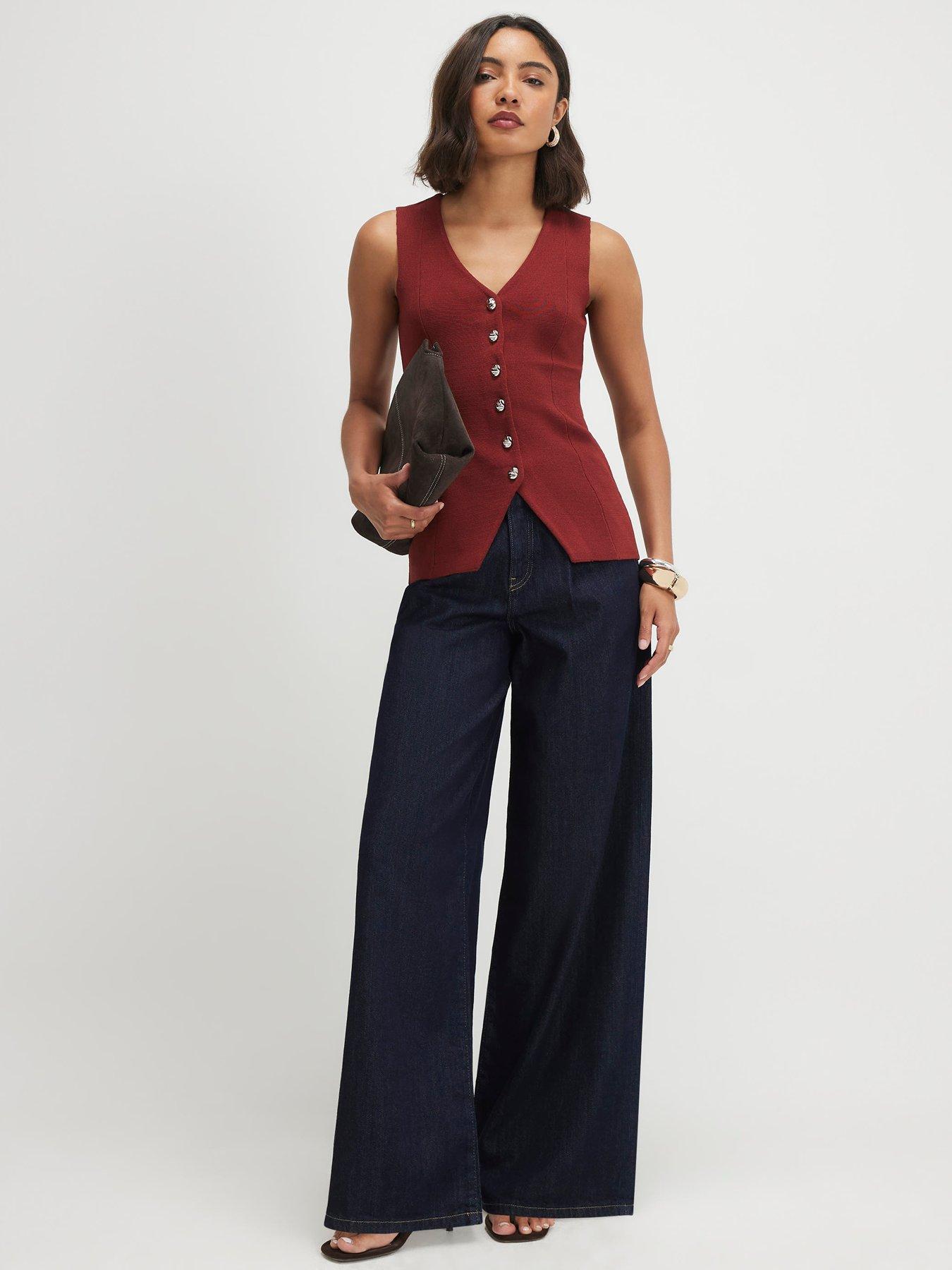 Image 3 of 6 of River Island Knitted Waistcoat - Rust