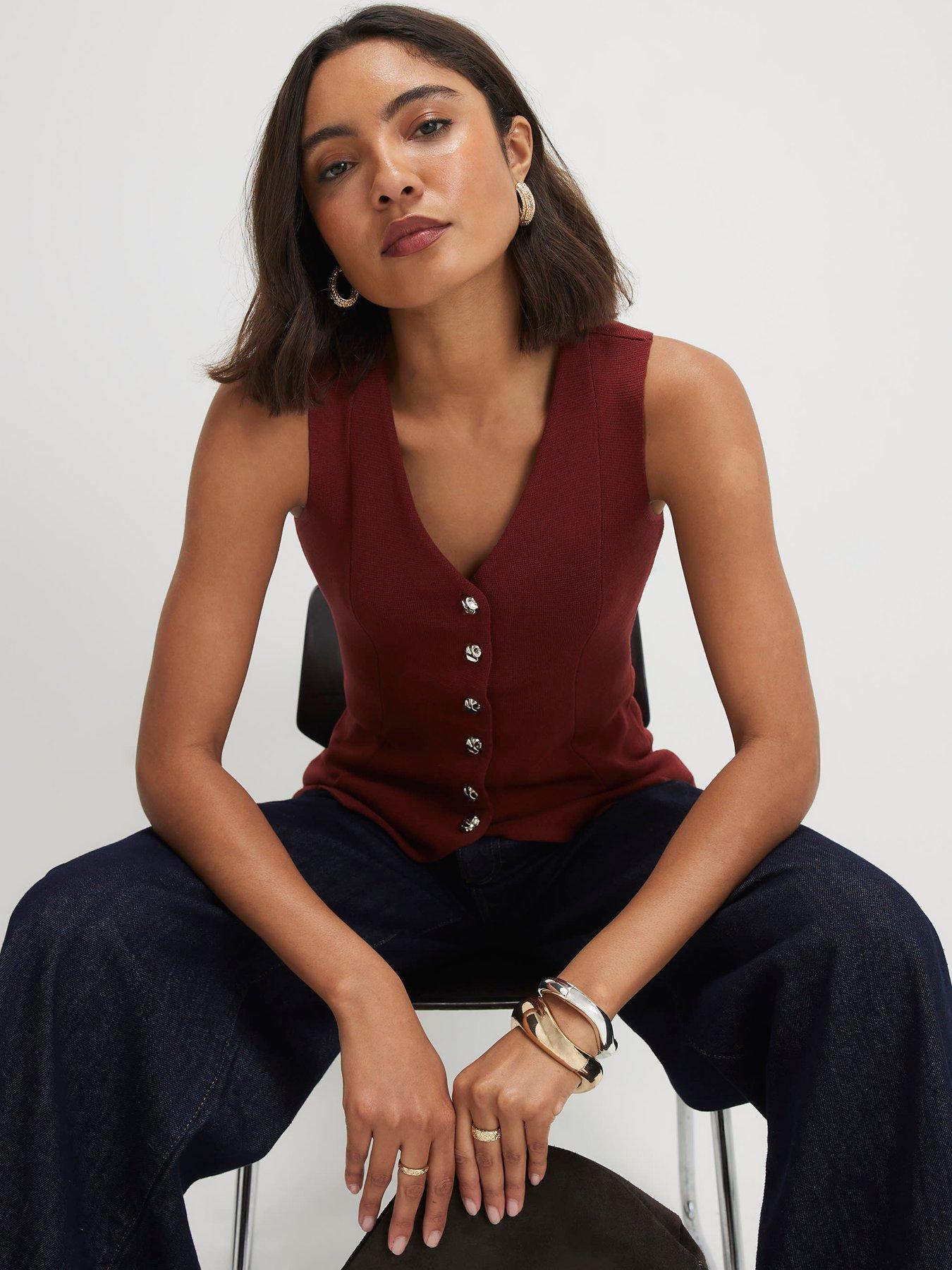 Image 4 of 6 of River Island Knitted Waistcoat - Rust