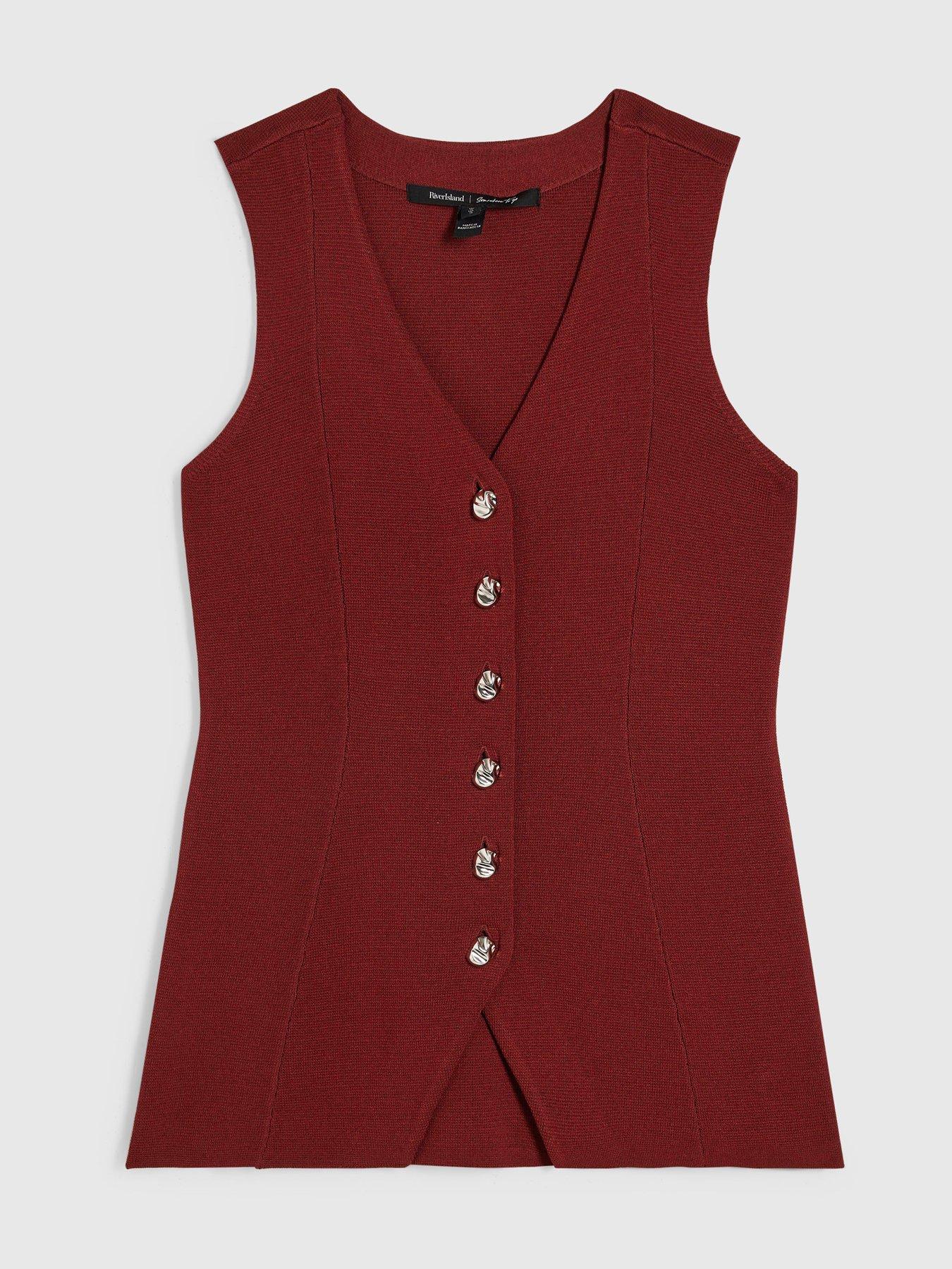 Image 5 of 6 of River Island Knitted Waistcoat - Rust