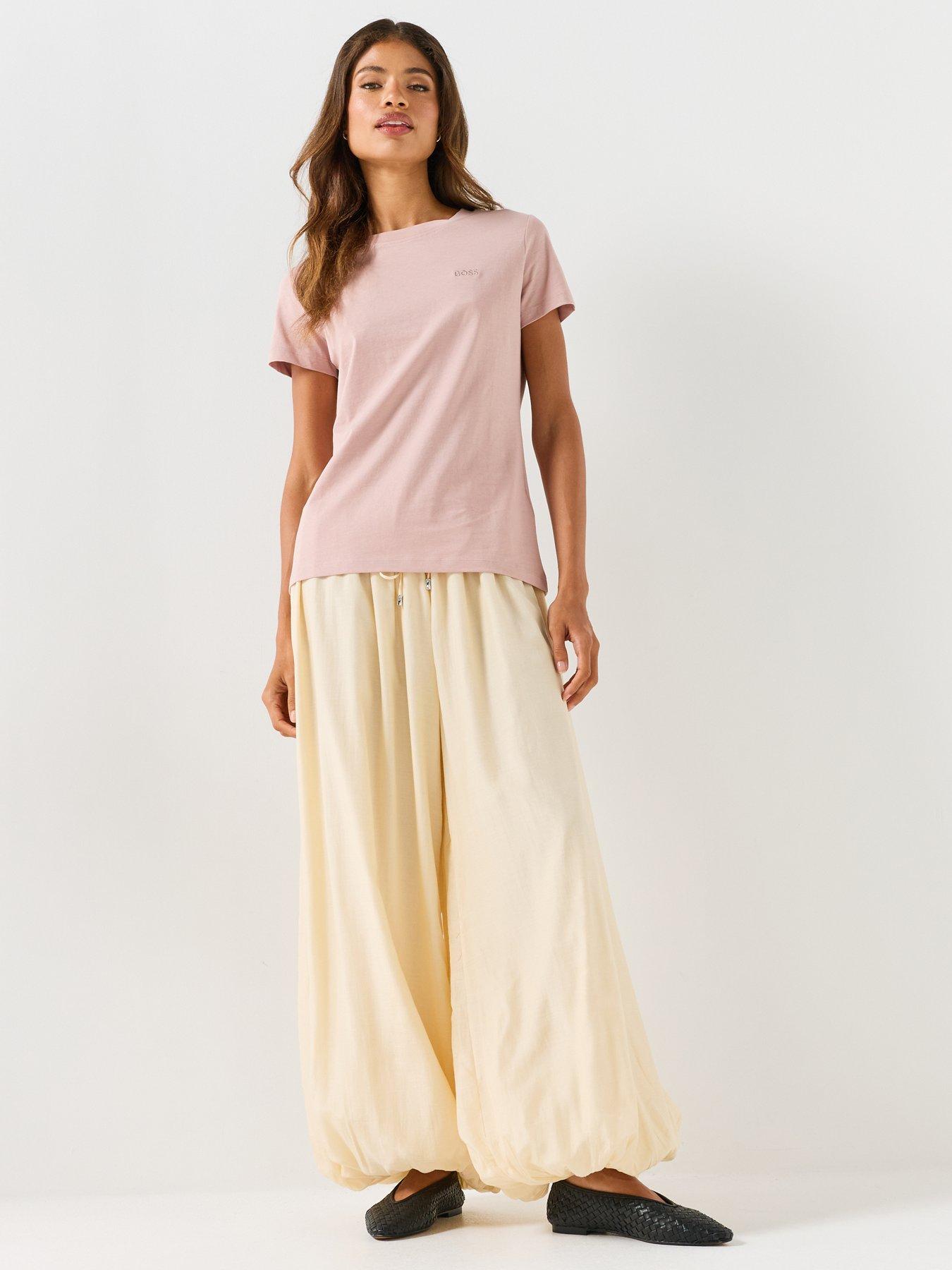 Image 3 of 6 of BOSS Cotton T-shirt With Tonal Chest Logo - Pink