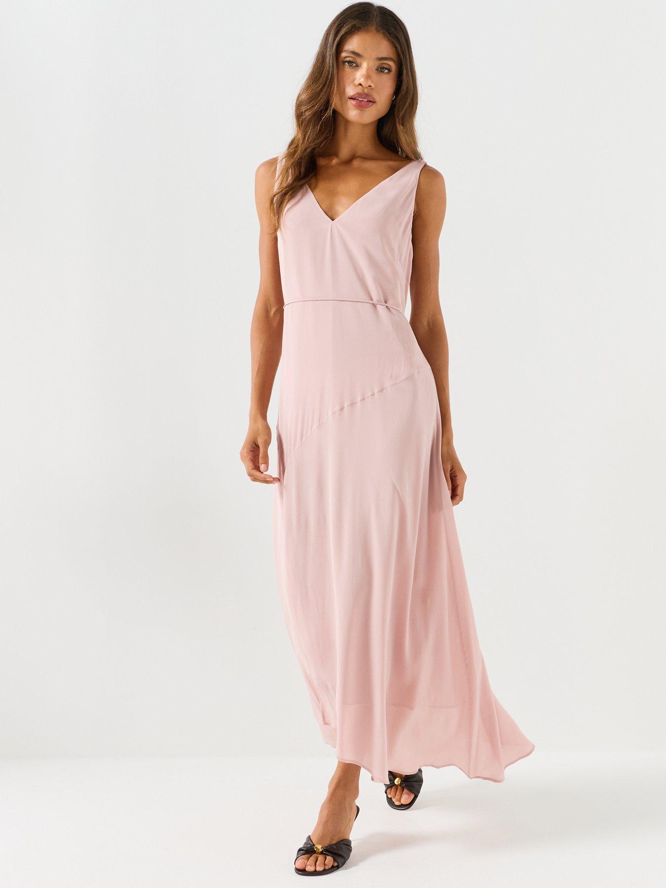 BOSS V-neck Slip Dress In Crepe De Chine - Pink