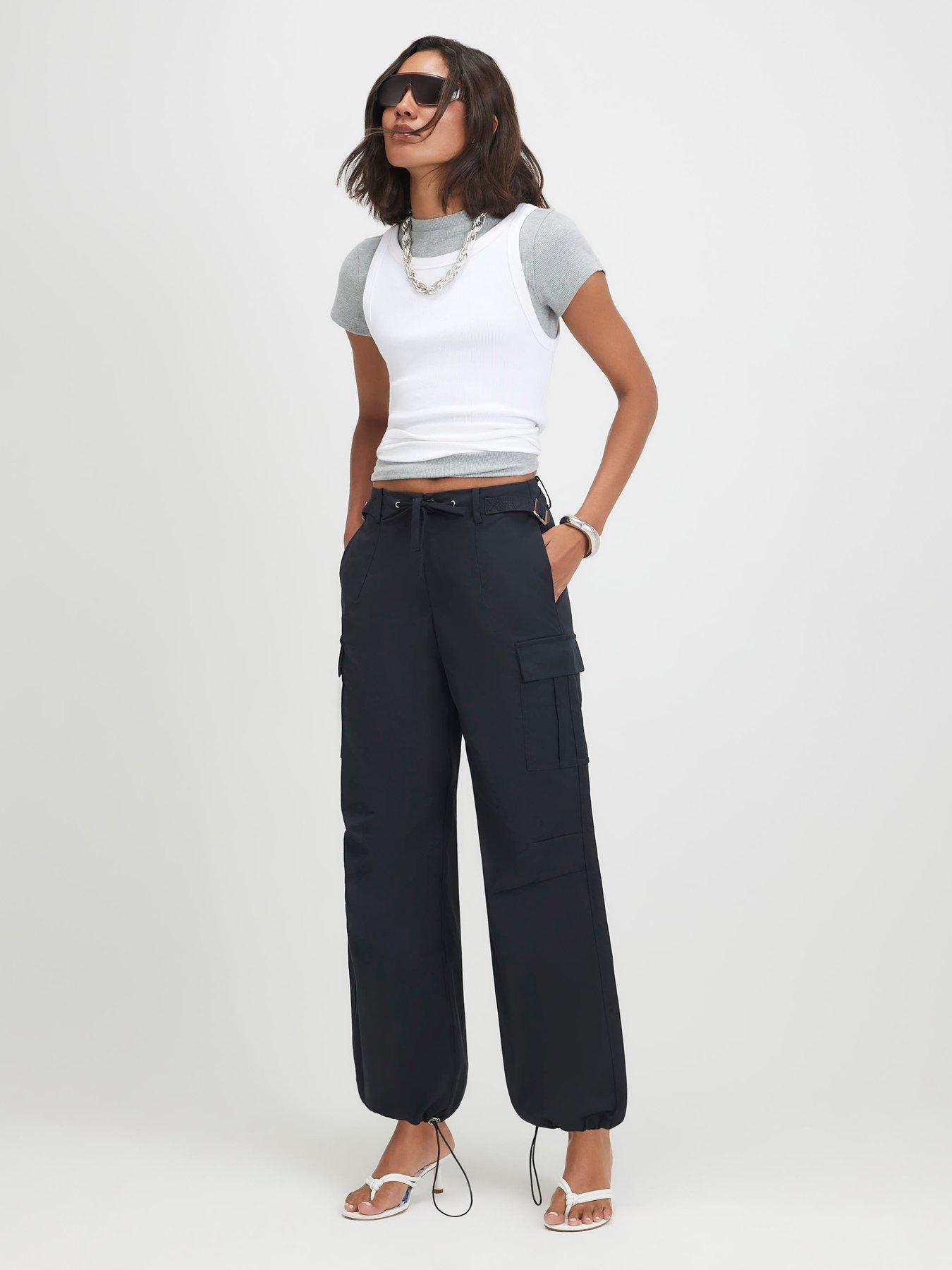 River Island Women's Multi-Pocket Utility Cargo Trousers - Navy
