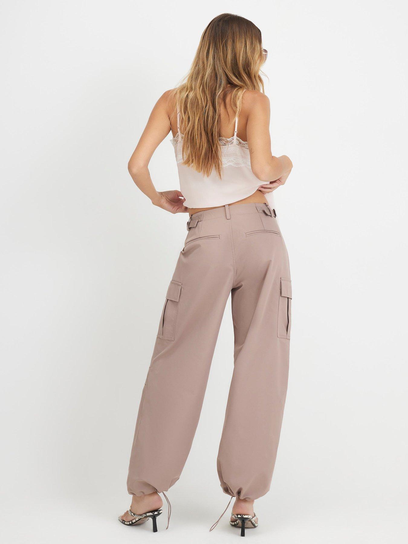 Image 2 of 6 of River Island Multi Pocket Utility Cargo Trousers - Beige