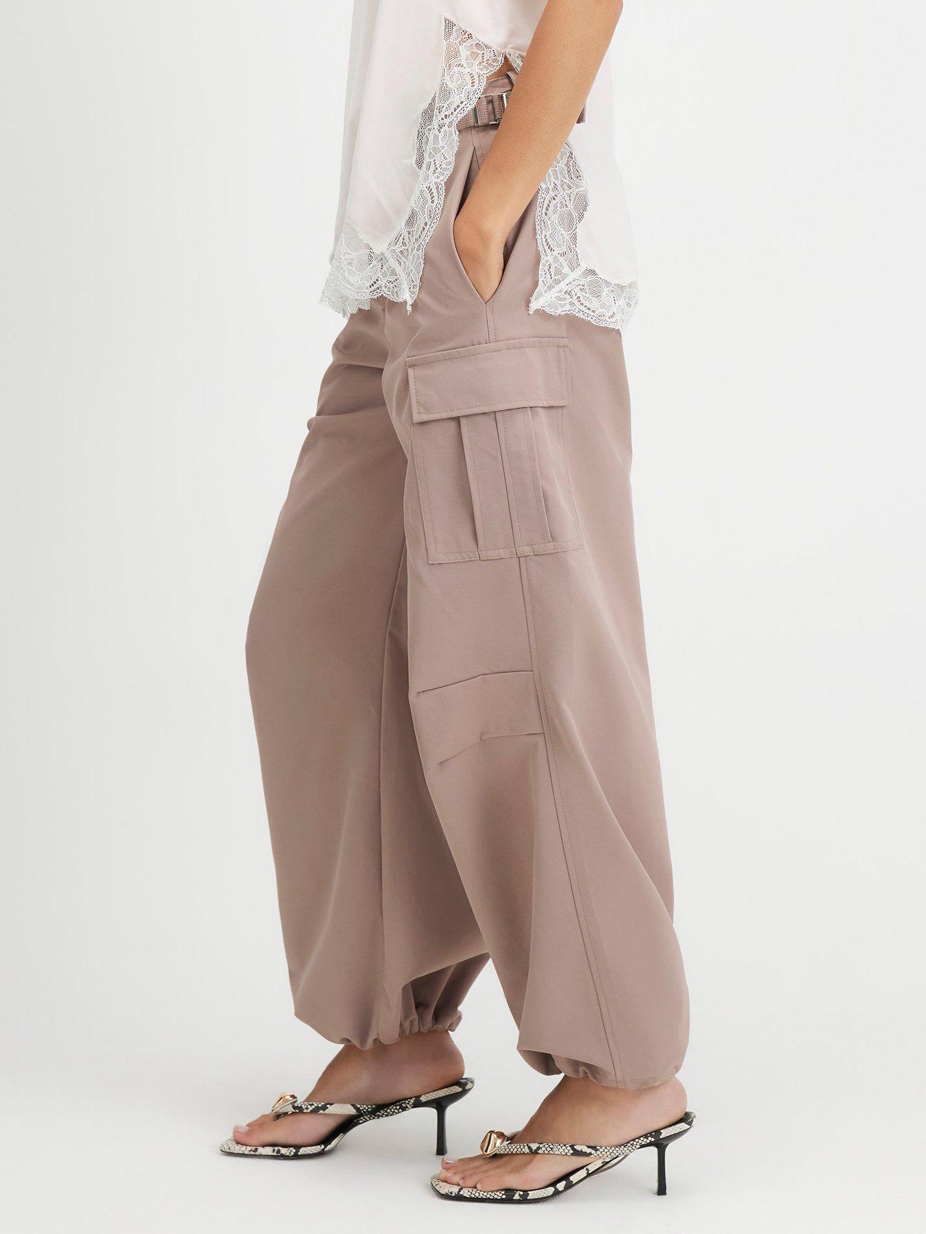 Image 3 of 6 of River Island Multi Pocket Utility Cargo Trousers - Beige