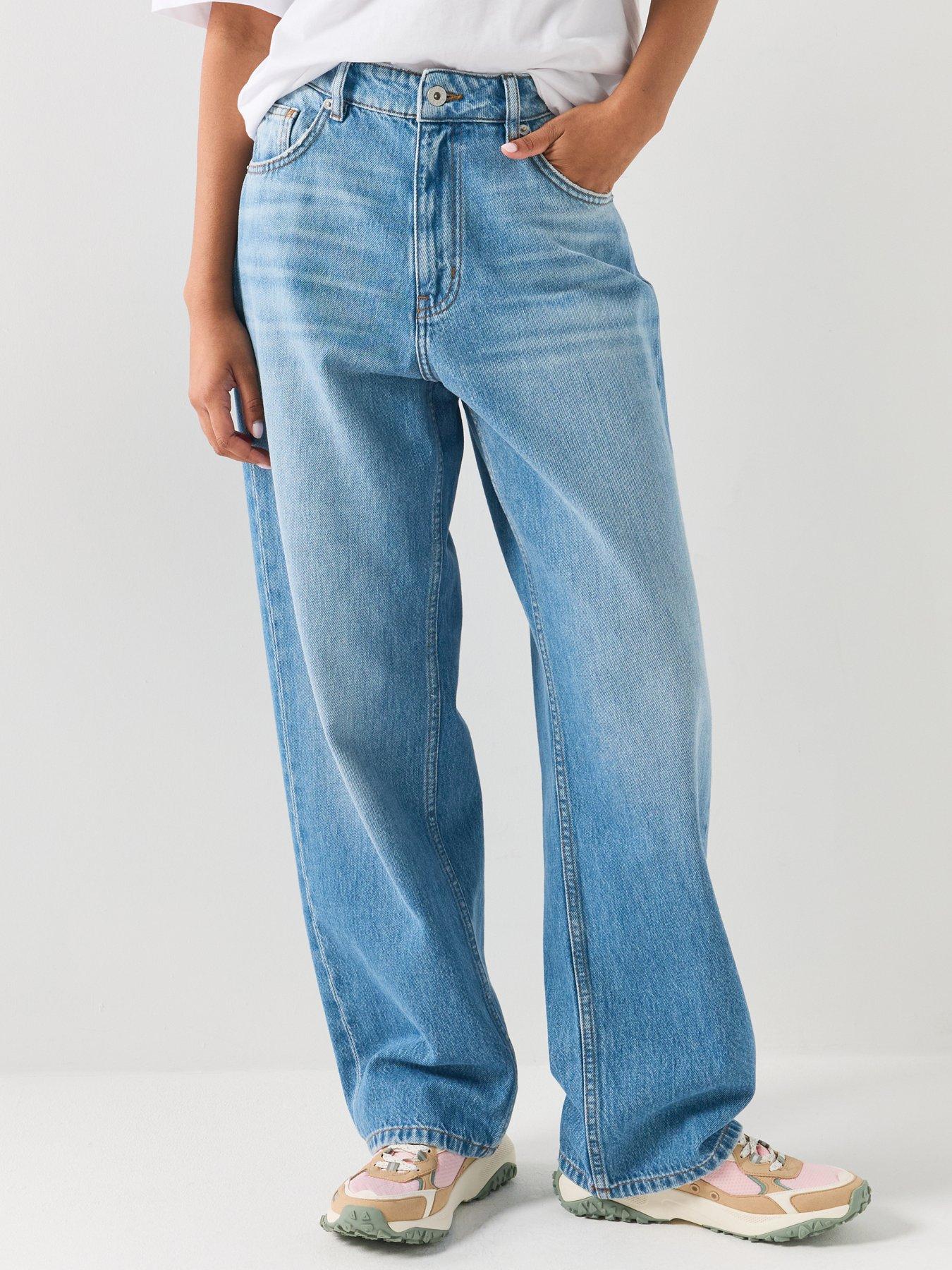 HUGO Loose-fit Wide-leg Jeans With Charm Accents - Blue