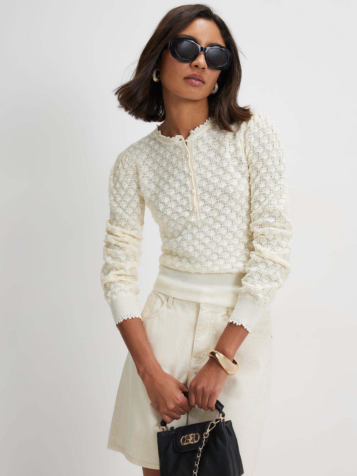 Image 1 of 6 of River Island Pointelle Stitch Henley