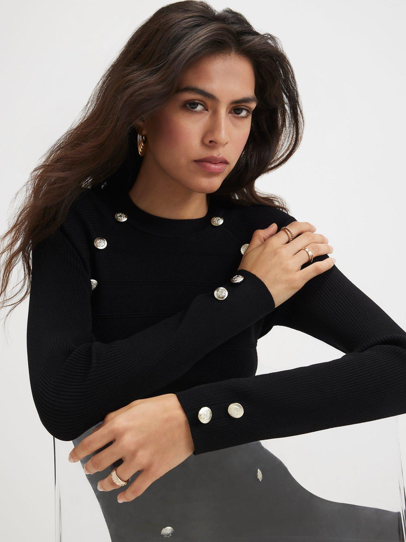 Image 4 of 6 of River Island Long Sleeve Button Rib Military Dress