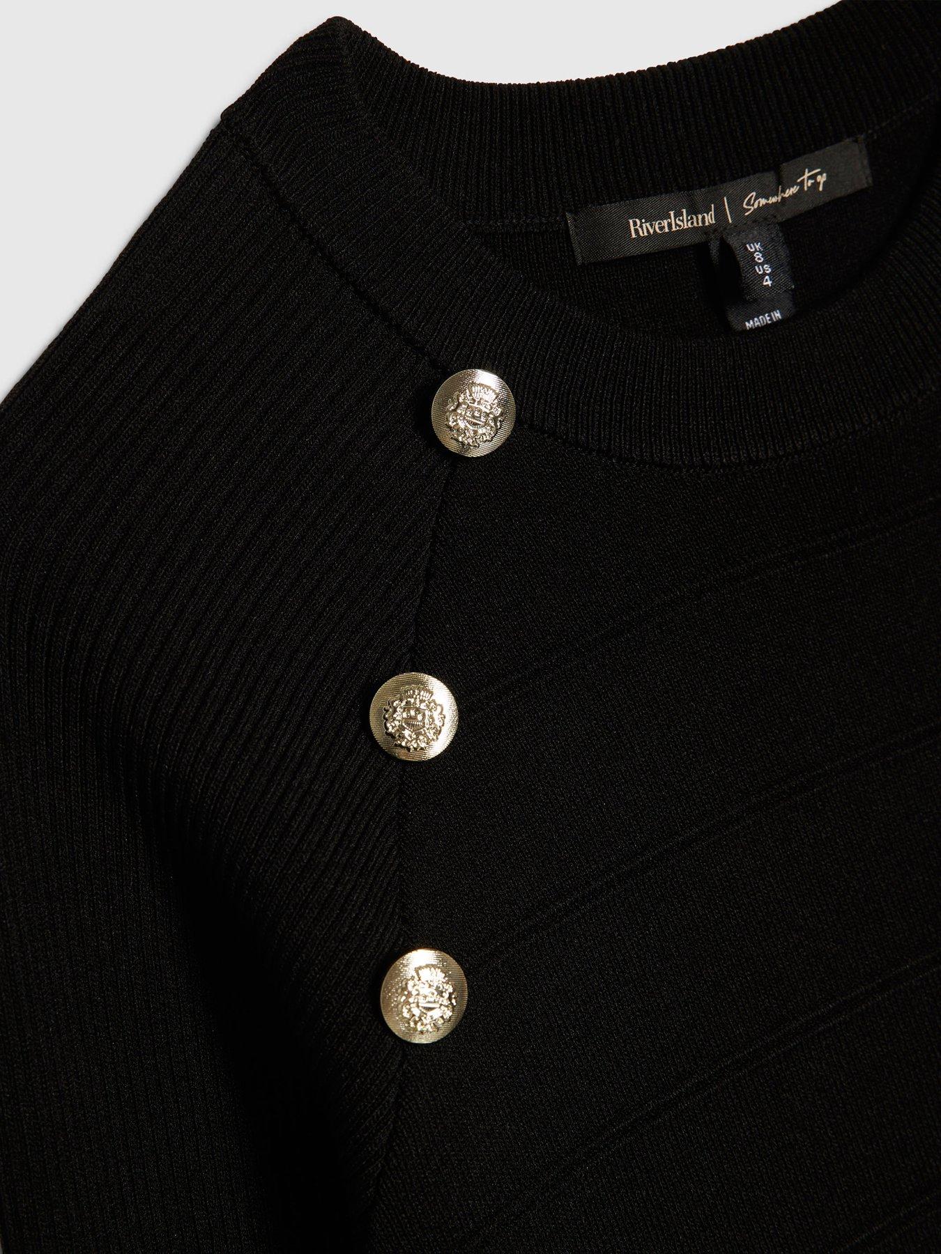 Image 6 of 6 of River Island Long Sleeve Button Rib Military Dress