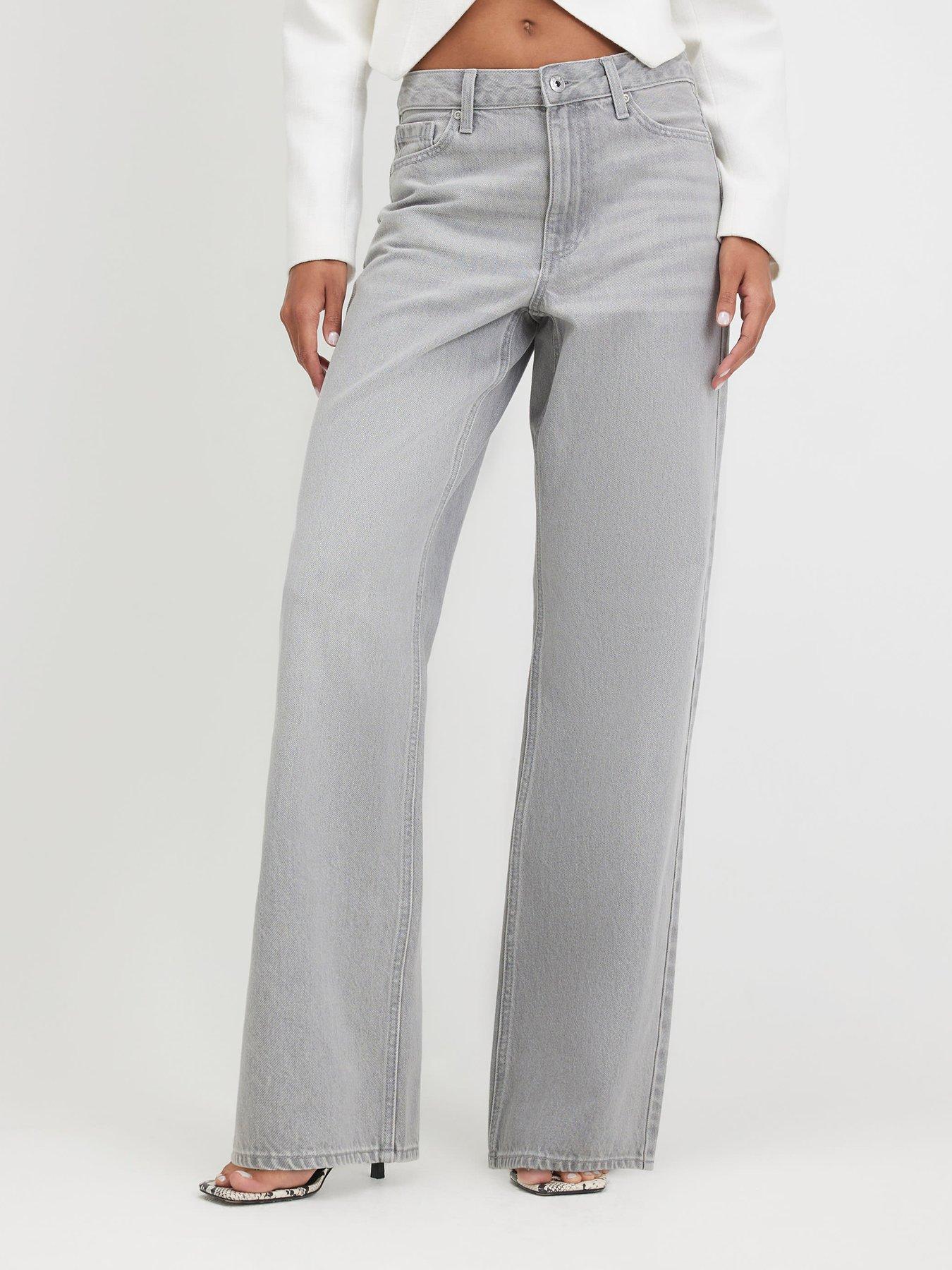 River Island Relaxed Straight Leg Jeans - Grey