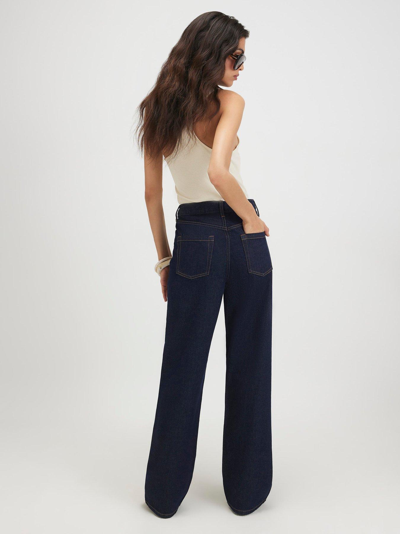 Image 2 of 6 of River Island Womens Hermione Straight High Rise Relaxed Jeans - Blue