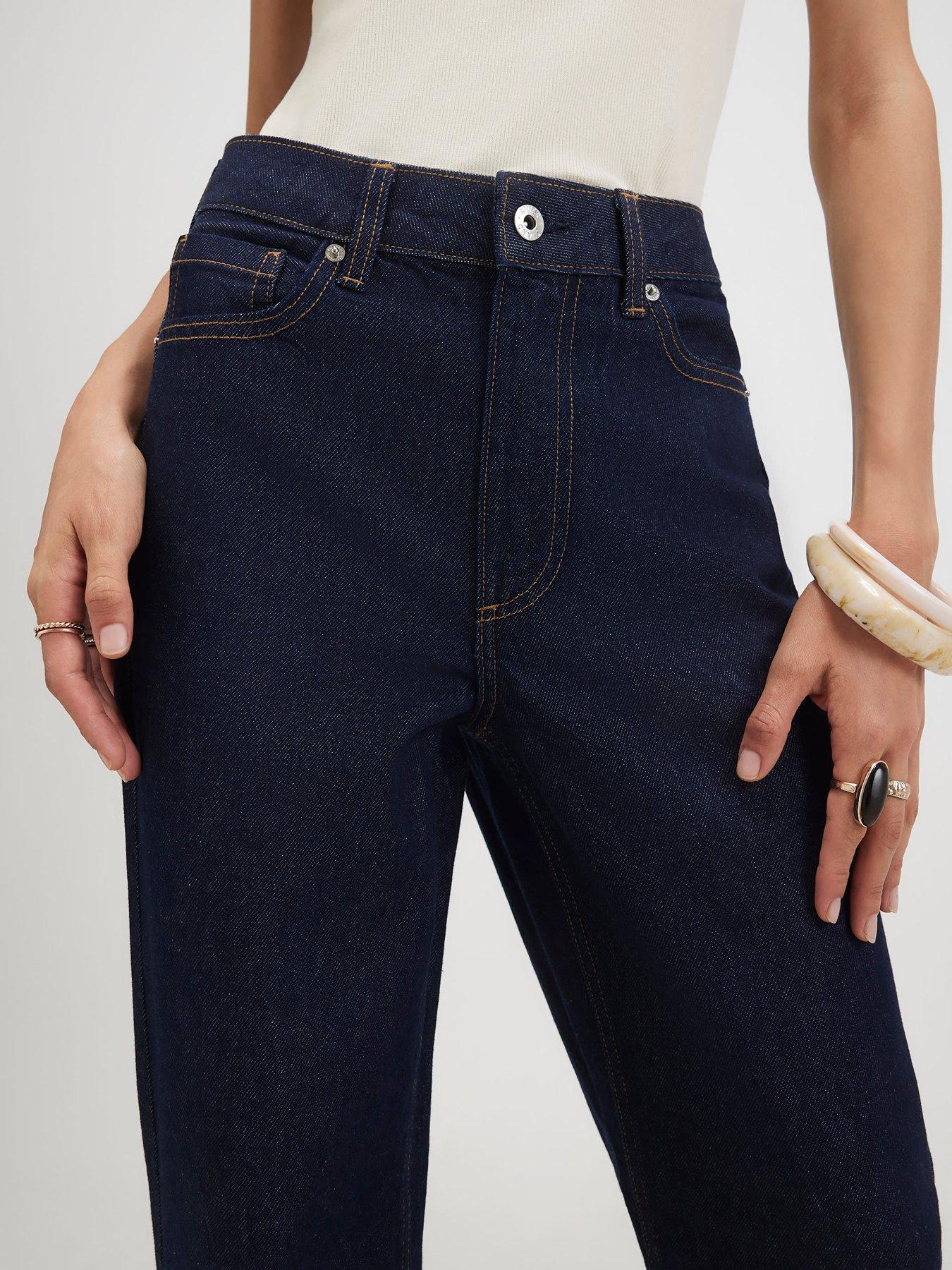 Image 4 of 6 of River Island Womens Hermione Straight High Rise Relaxed Jeans - Blue