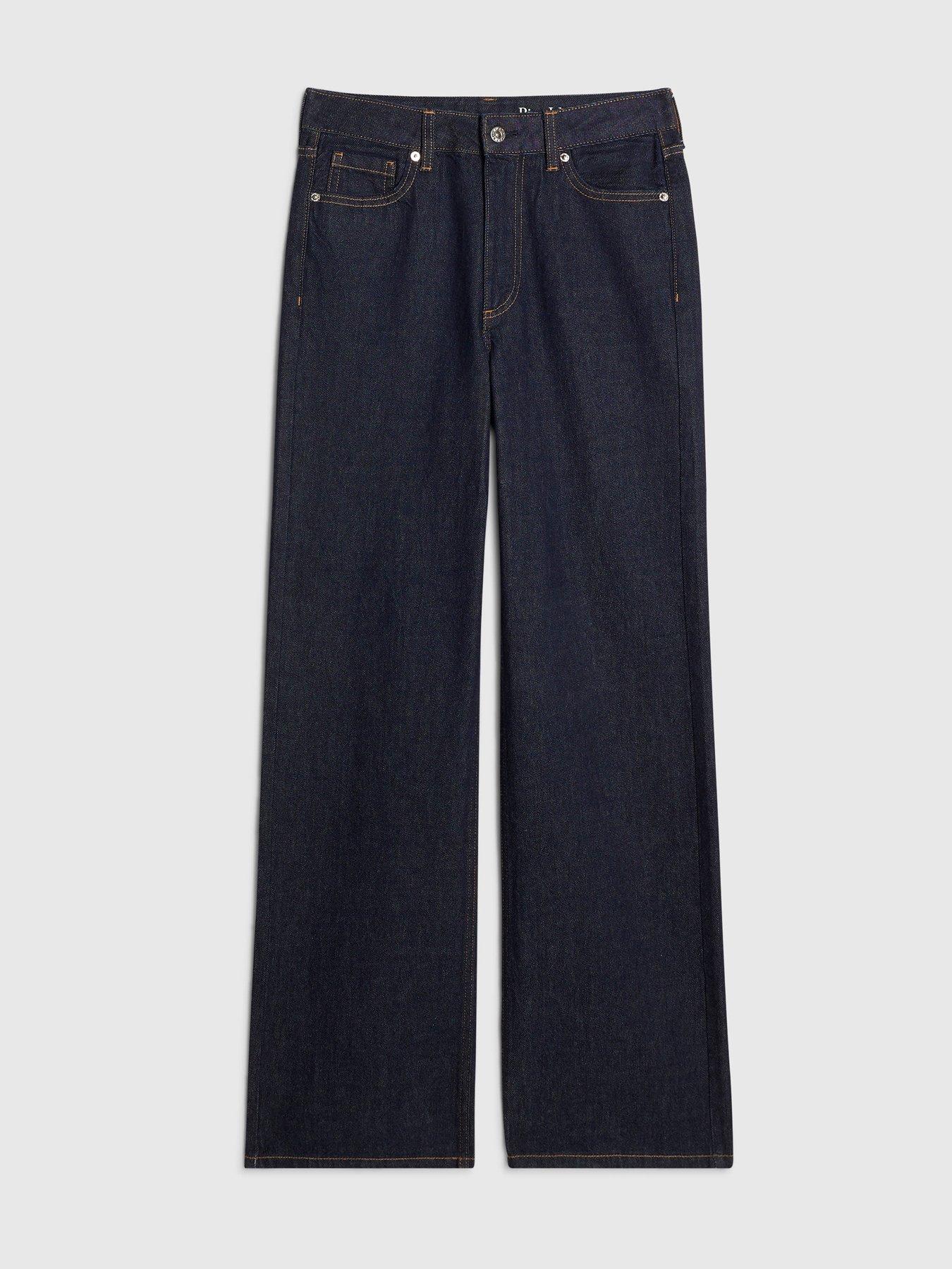 Image 6 of 6 of River Island Womens Hermione Straight High Rise Relaxed Jeans - Blue