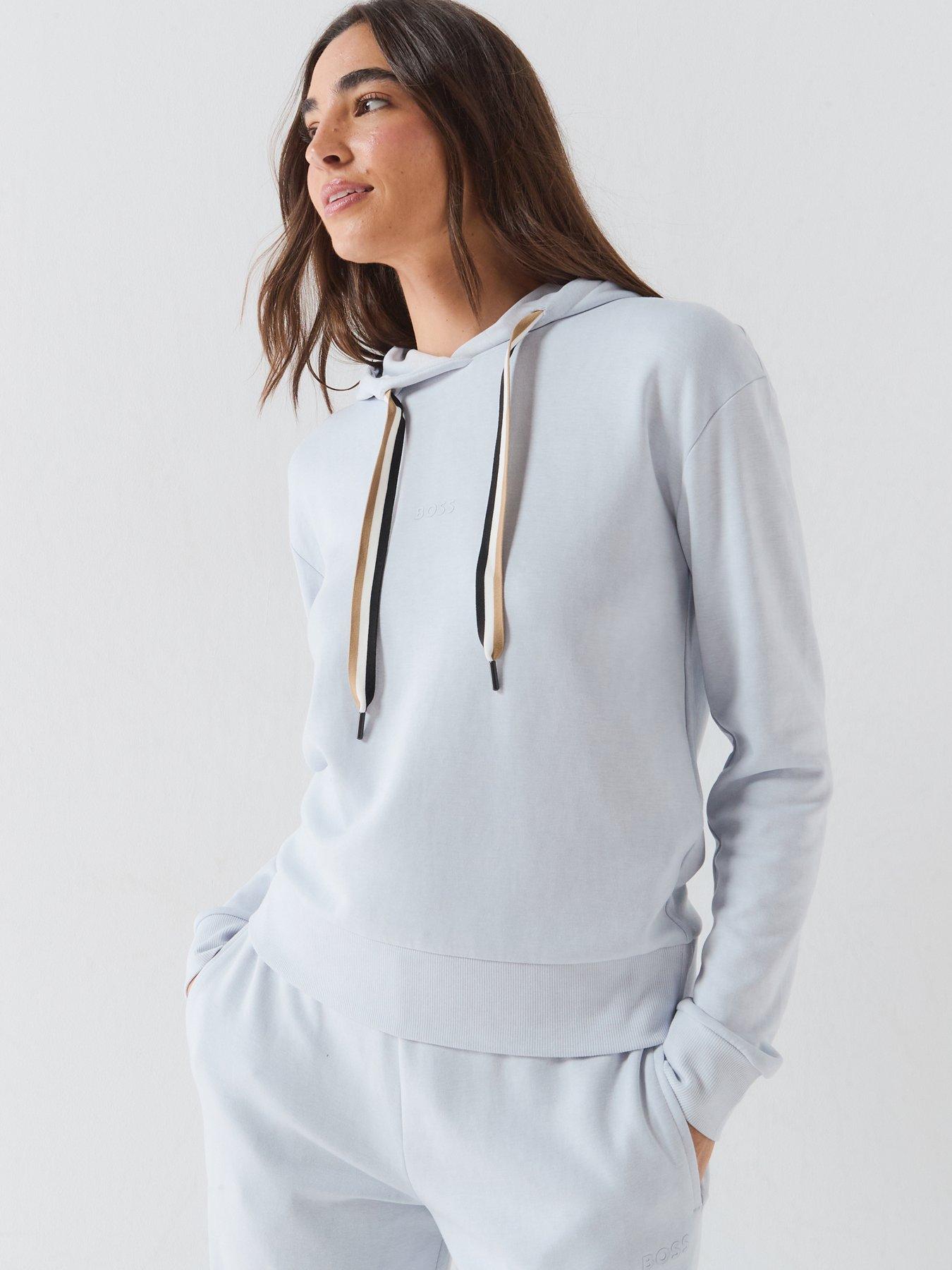 BOSS Stripe Drawstring Hoodie - Light Blue