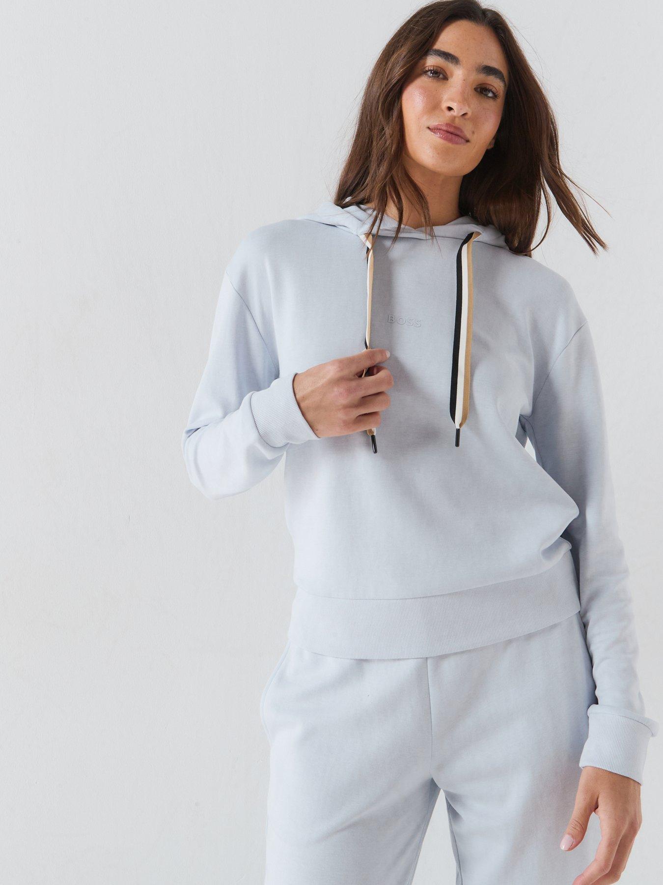 Image 5 of 6 of BOSS Stripe Drawstring Hoodie - Light Blue