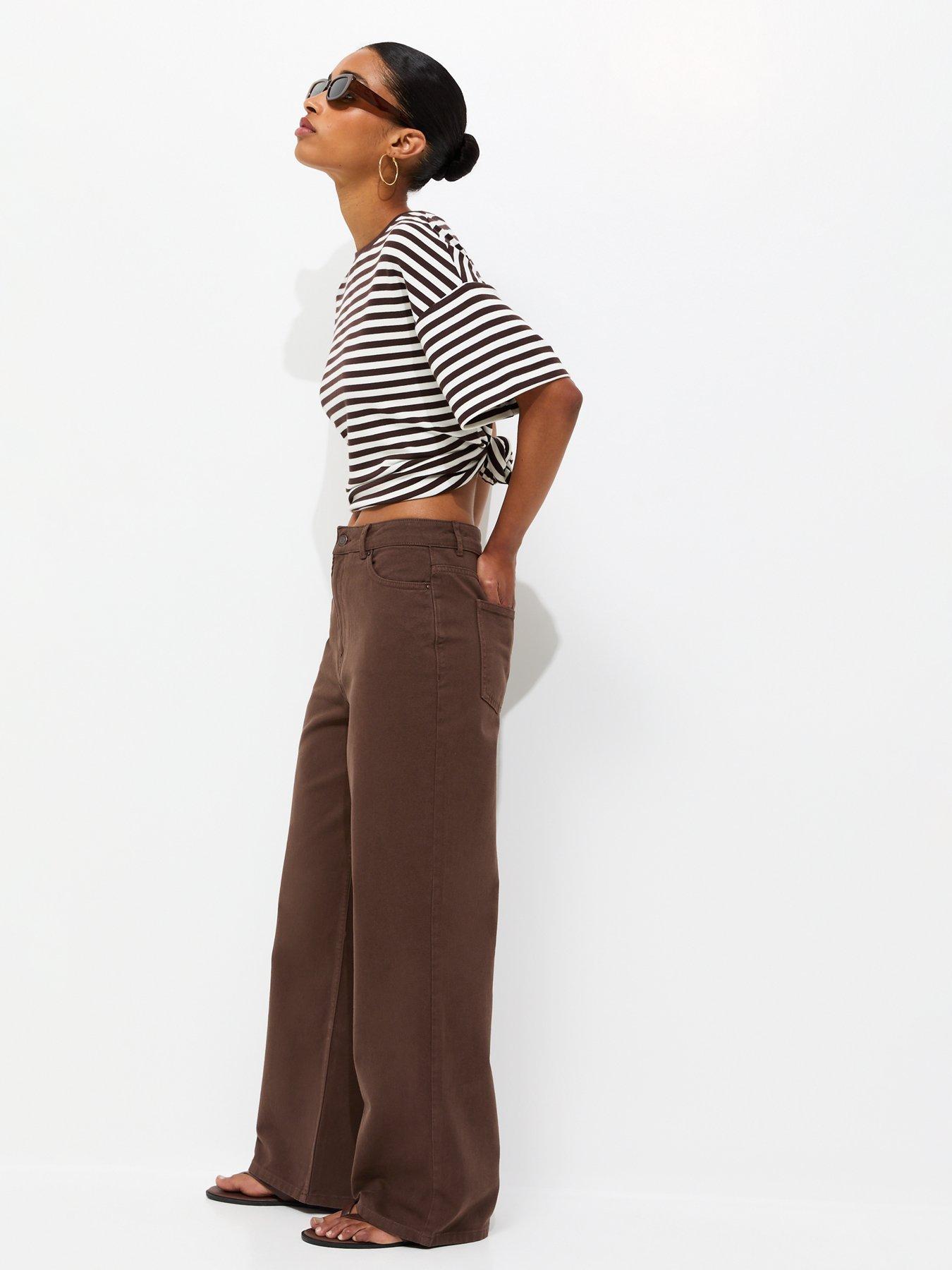 New Look Brown Adalae High Waisted Wide Leg Jeans