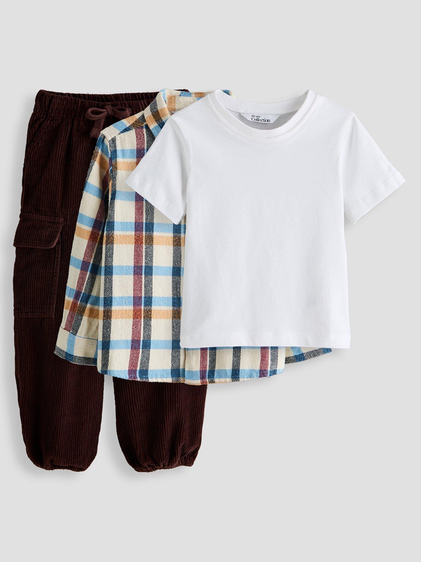 The Very Collection Boys Check Shirt And Twill Trousers Basic Outfit Set
