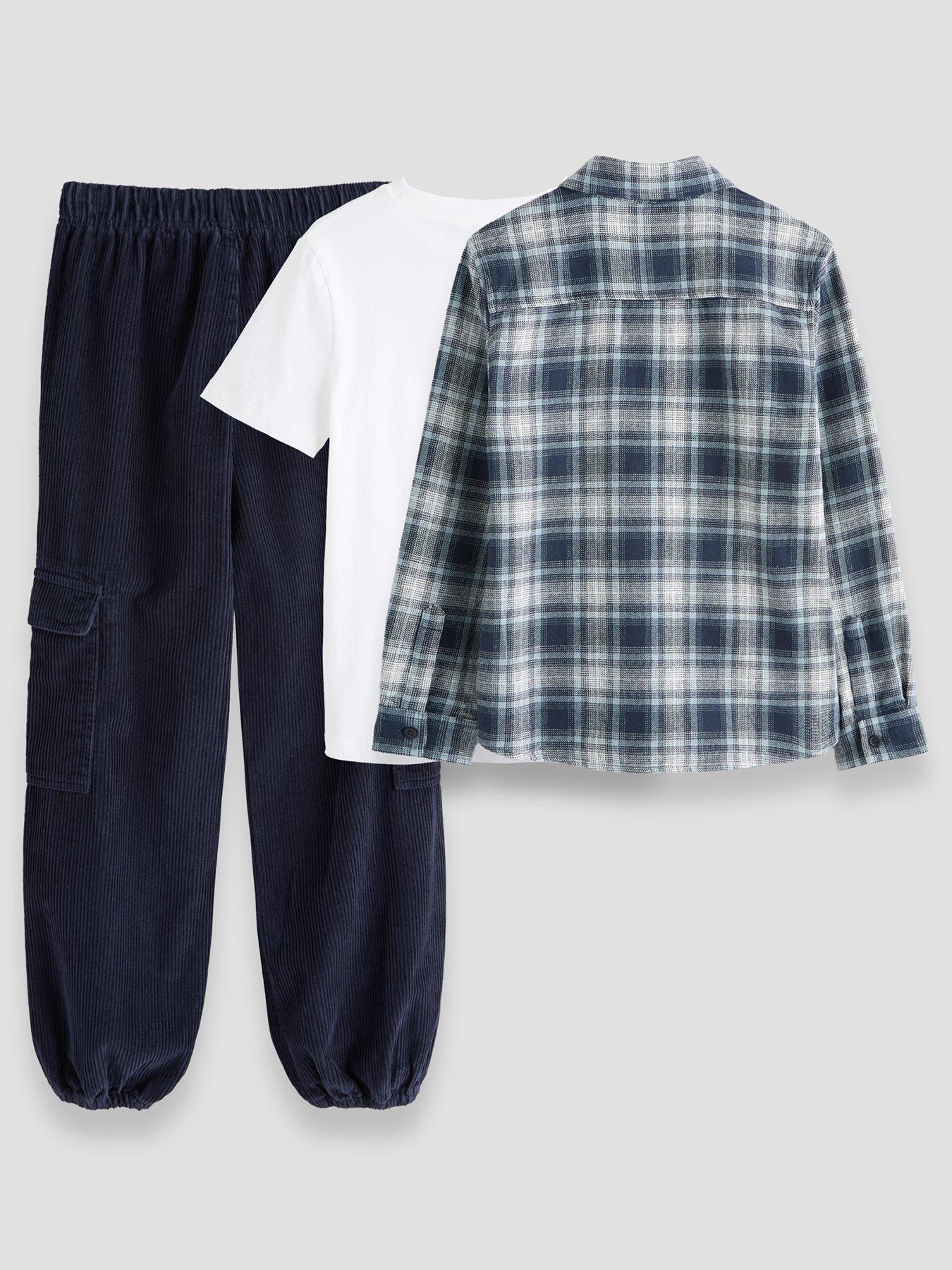 Image 2 of 6 of The Very Collection Boys Cotton Check Shirt and Trousers Outfit Set - Multi