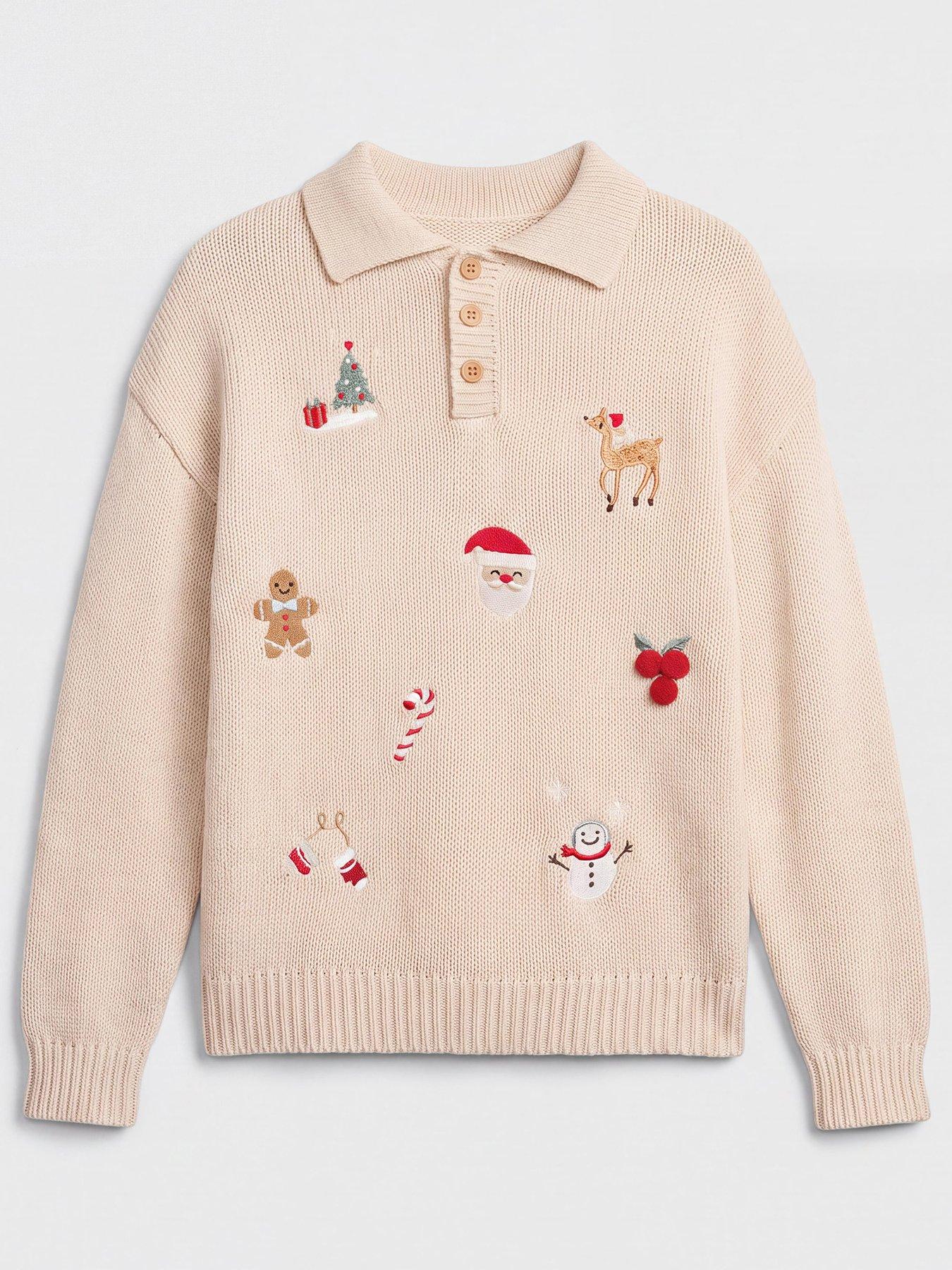 Image 1 of 3 of The Very Collection Boys Fairisle Knitted Basic Christmas Jumper - Cream