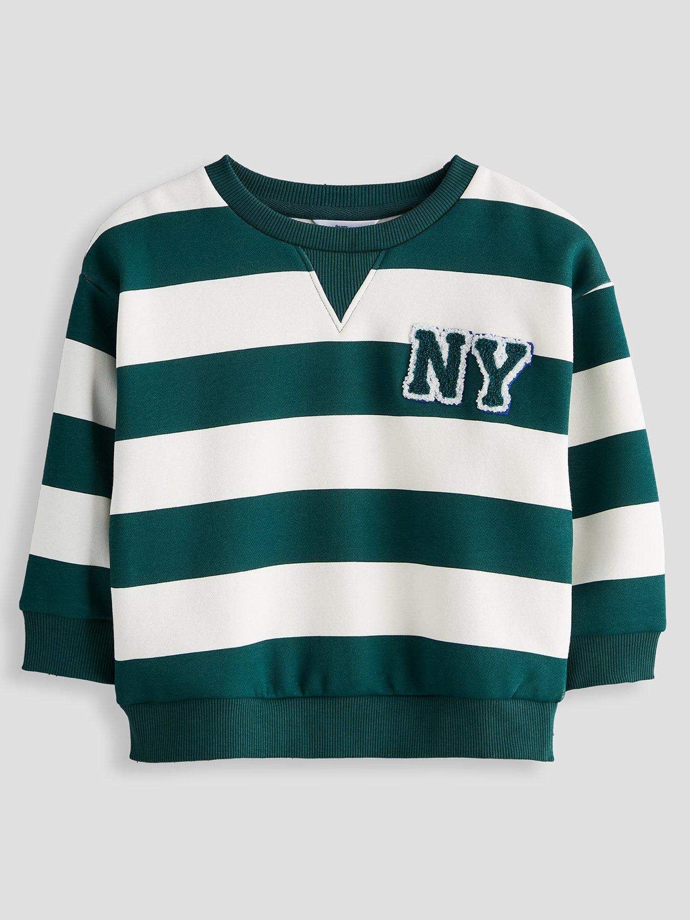 The Very Collection Boys Cotton Rich Stripe Boucle Basic Sweatshirt