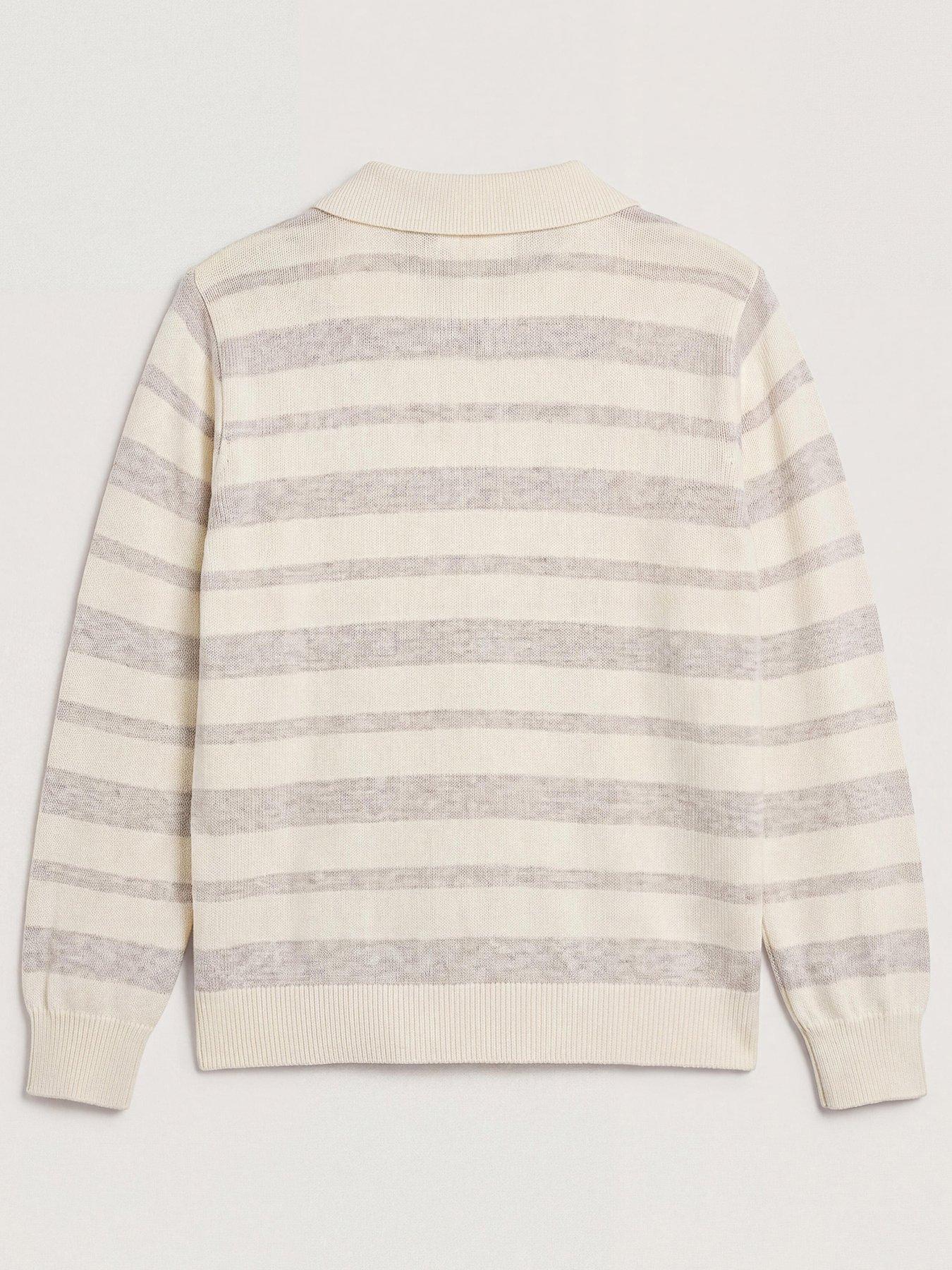 Image 2 of 3 of The Very Collection Boys Stripe Knitted Basic Polo Jumper - Grey