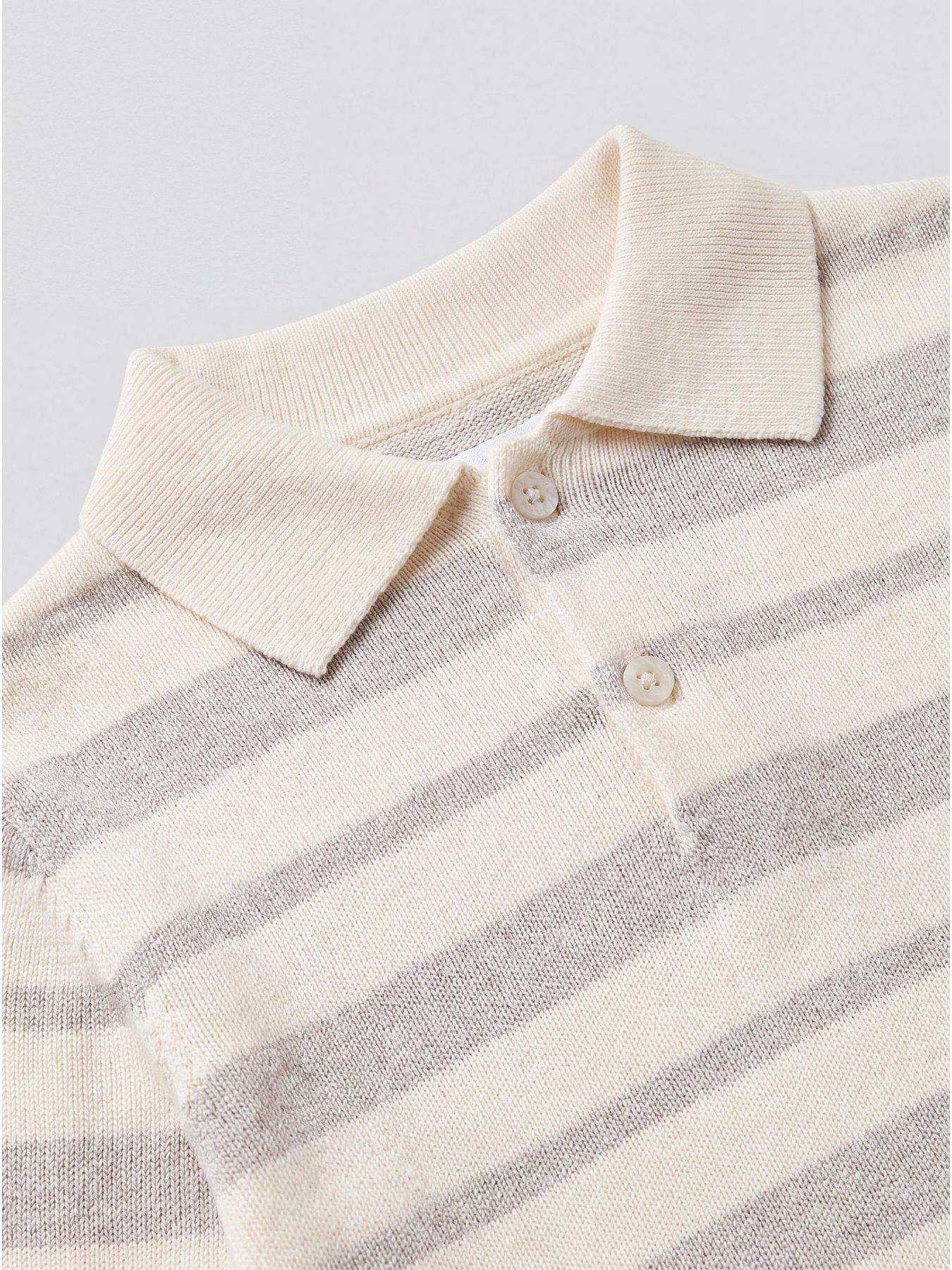 Image 3 of 3 of The Very Collection Boys Stripe Knitted Basic Polo Jumper - Grey