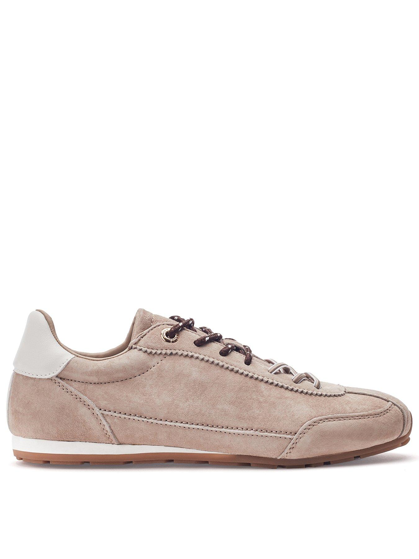 Moda In Pelle Ares Taupe Suede Suede Trainer With Contrast Laces