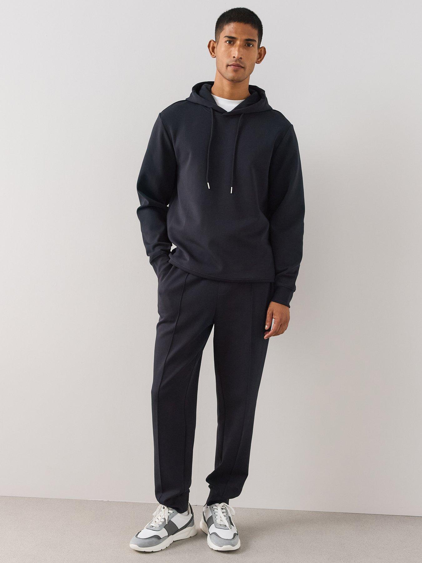Image 3 of 6 of The Very Collection Mens Premium Interlock Jersey Smart Hoodie - Navy