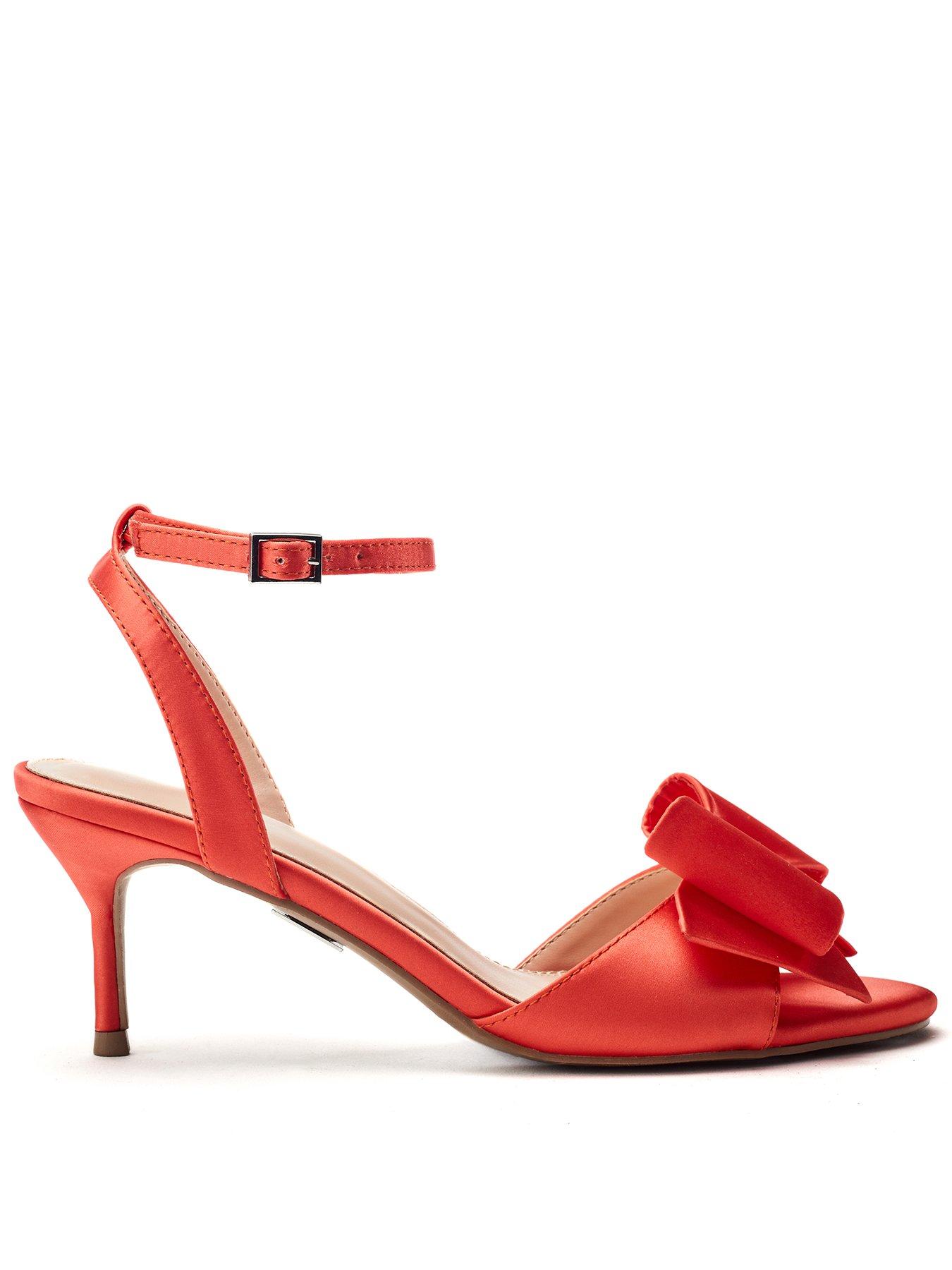 Moda In Pelle Lotty Satin Low Sandals With Large Bow Trim -  Orange