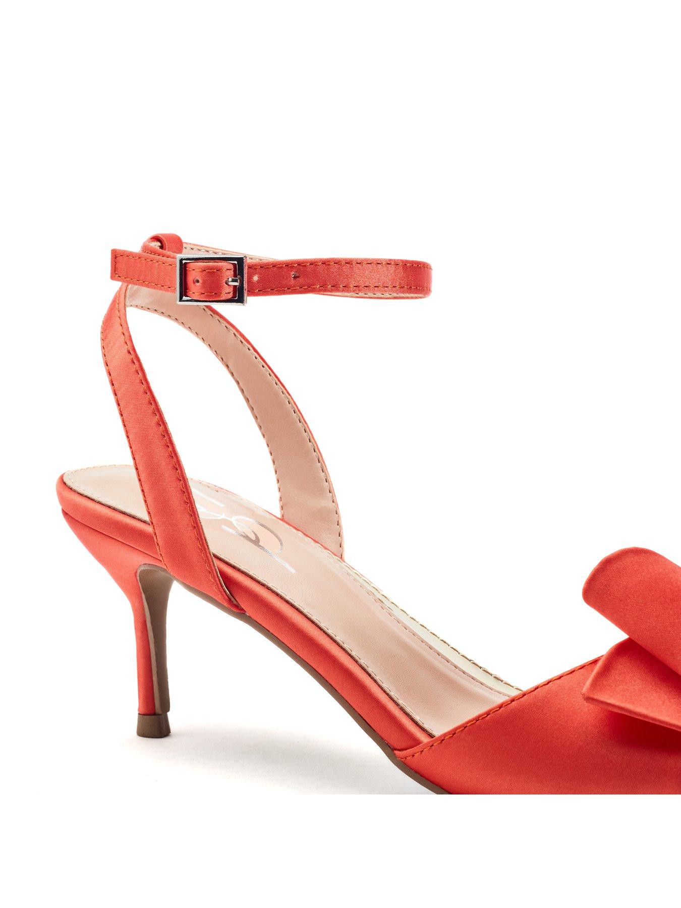 Image 2 of 3 of Moda In Pelle Lotty Orange Satin Low Sandal With Large Bow Trim