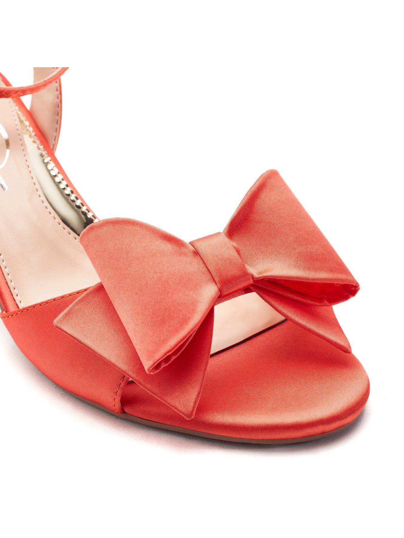 Image 3 of 3 of Moda In Pelle Lotty Orange Satin Low Sandal With Large Bow Trim