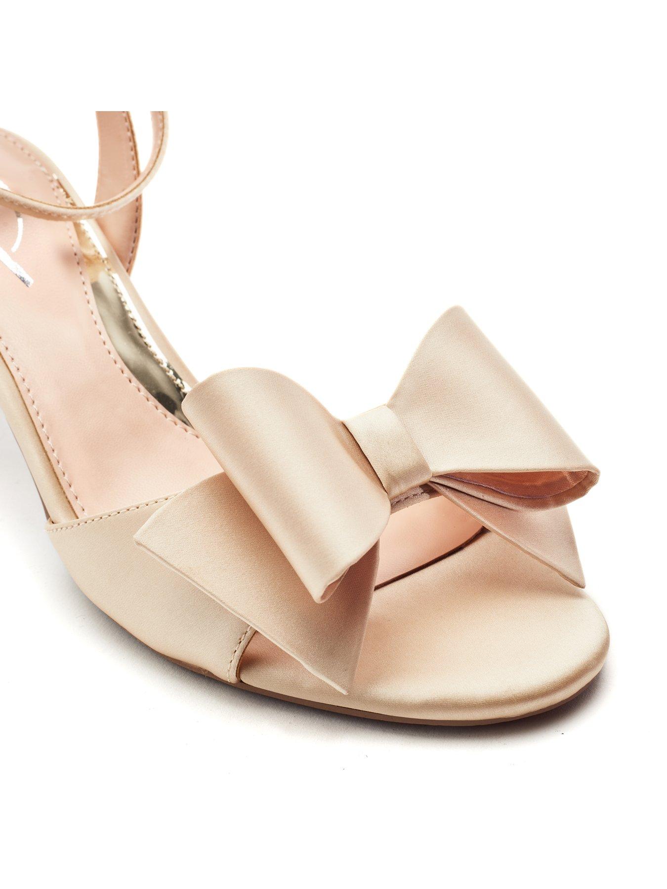 Image 3 of 3 of Moda In Pelle Lotty Gold Satin Low Sandal With Large Bow Trim