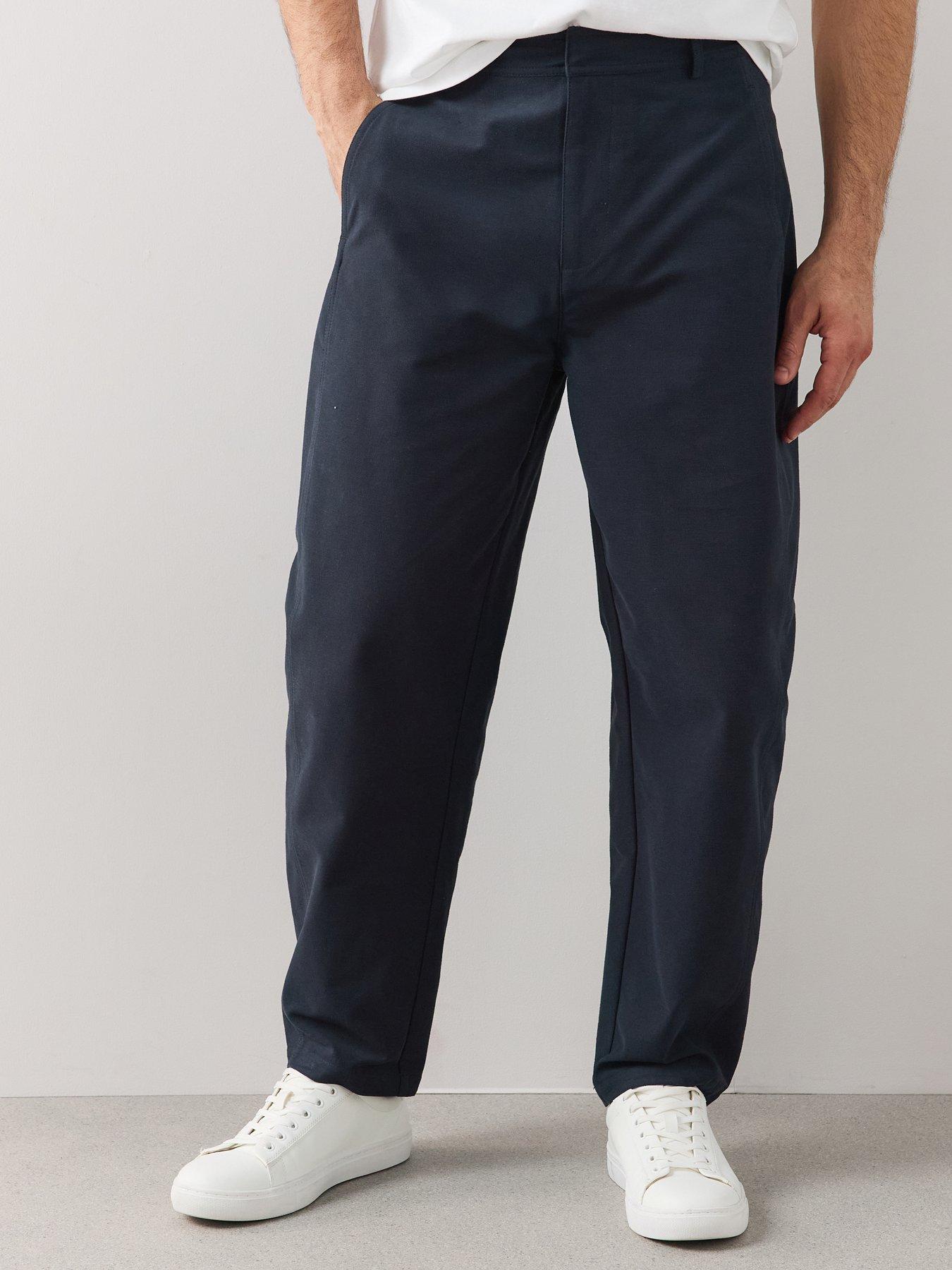 The Very Collection Barrel Fit Jersey Trousers With Stretch - Navy