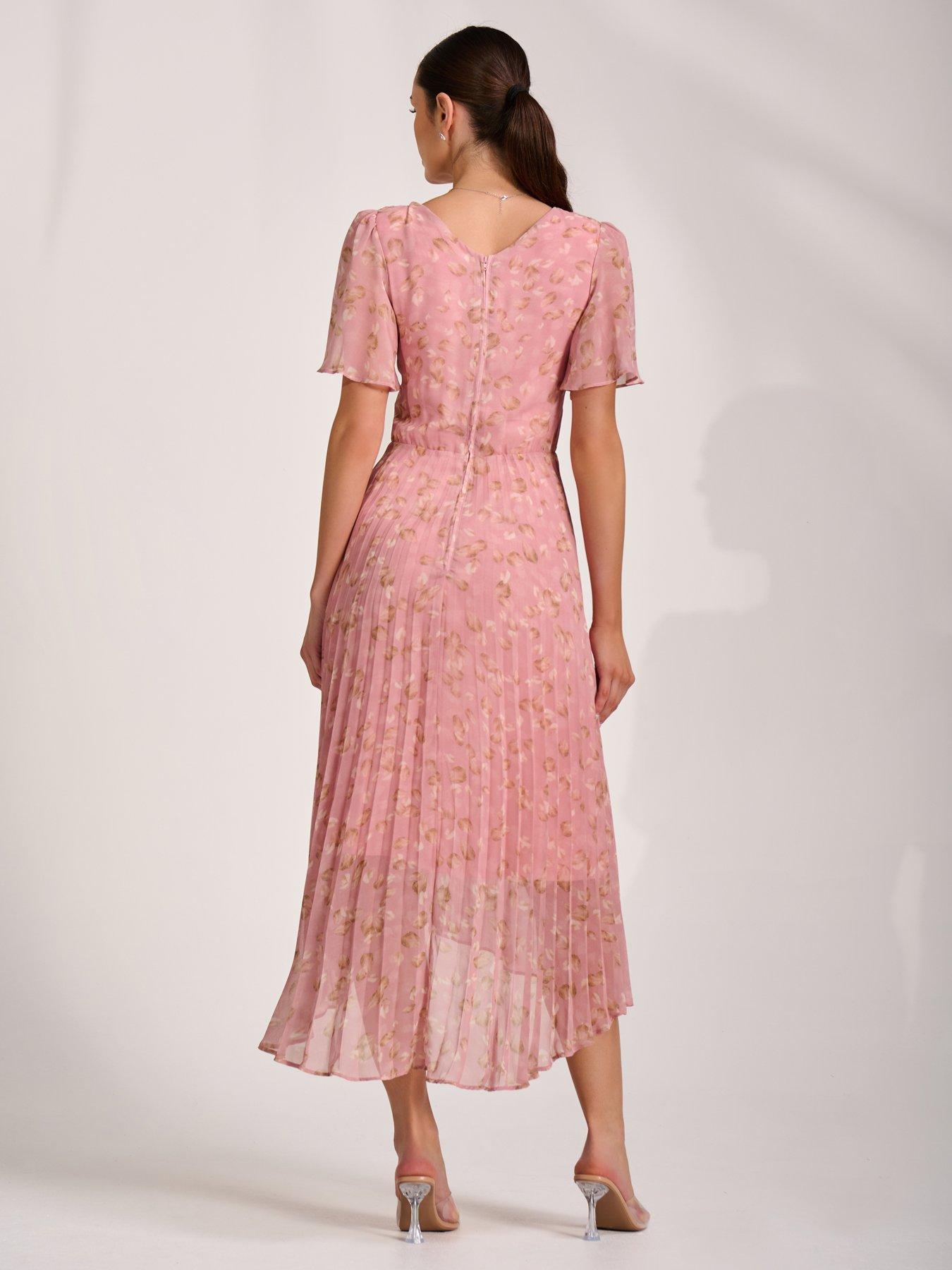 Image 2 of 7 of Jolie Moi Chiffon Pleated Maxi Dress - Pink