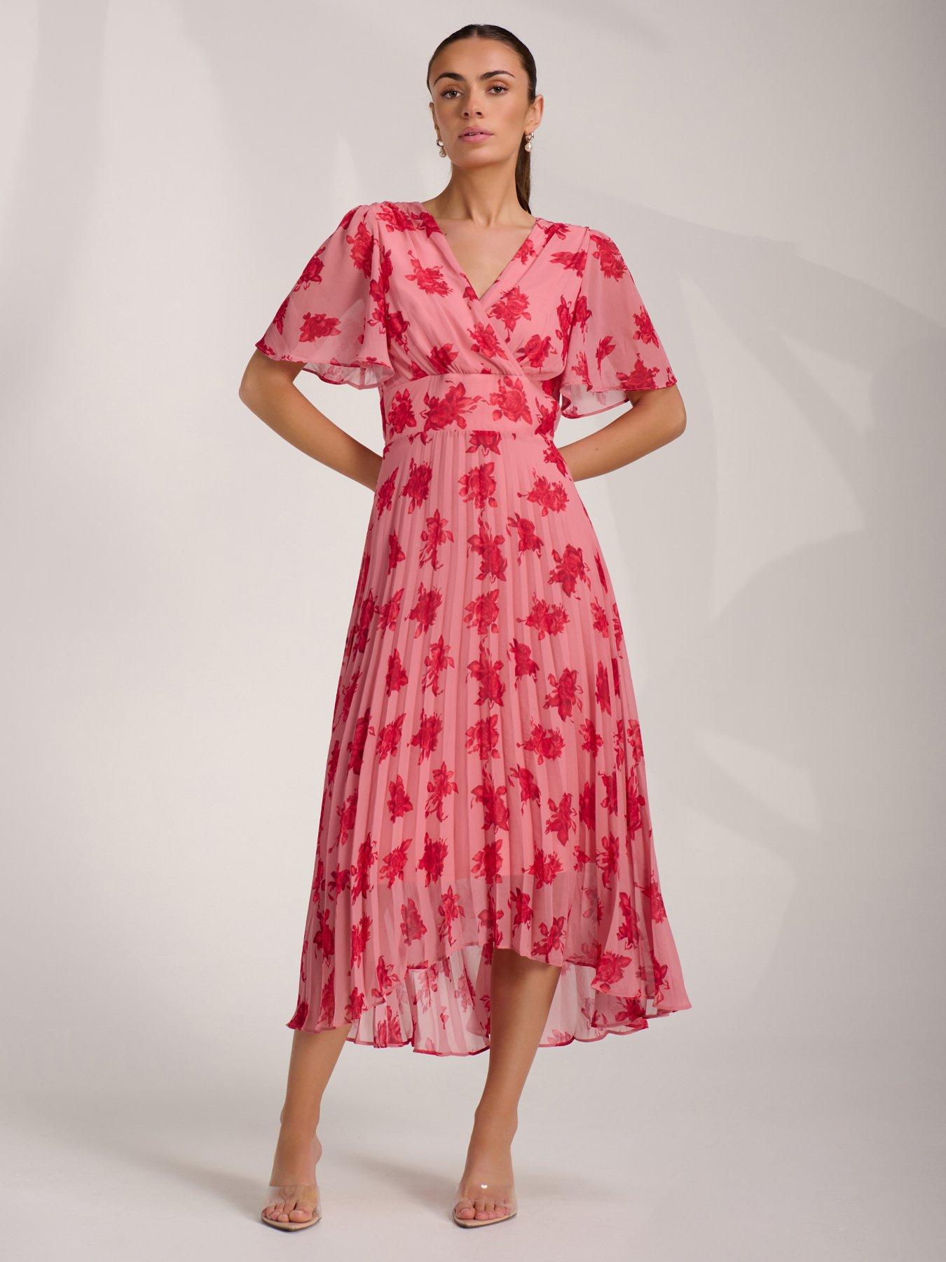 Jolie Moi Chiffon Pleated Maxi Dress - Pink