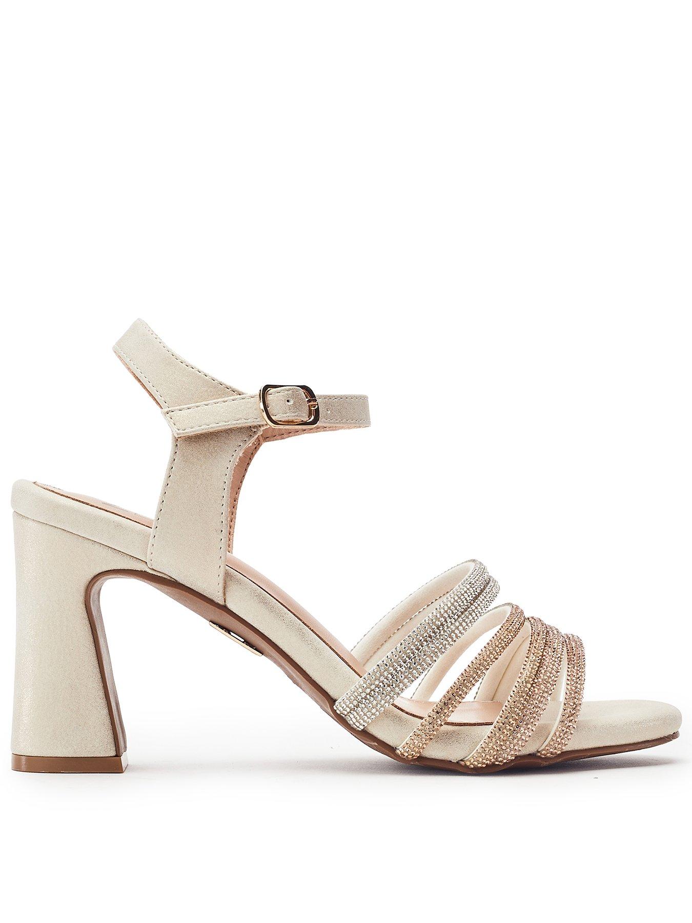 Moda In Pelle Narine Porvair Strappy Hotfix Block Heel Sandals - Gold