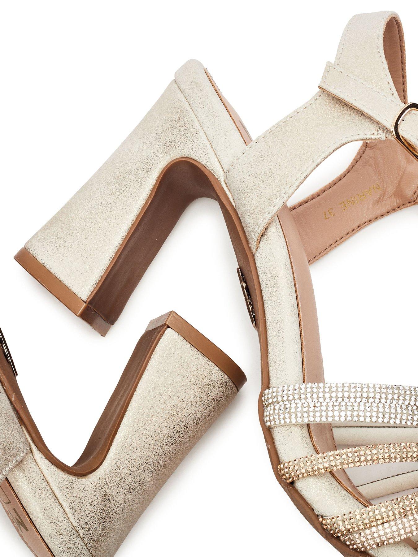 Image 3 of 4 of Moda In Pelle Narine&nbsp;Porvair Strappy Hotfix Block Heel Sandals - Gold