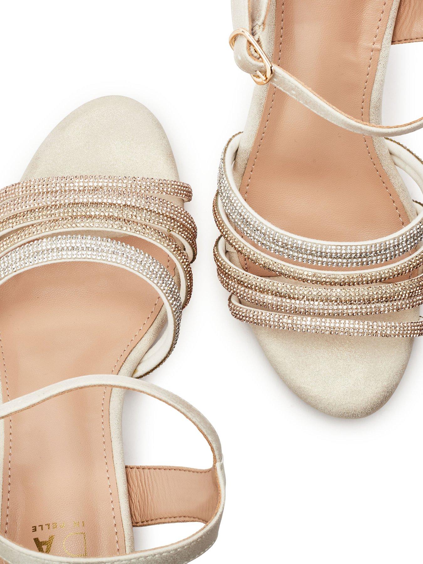 Image 4 of 4 of Moda In Pelle Narine&nbsp;Porvair Strappy Hotfix Block Heel Sandals - Gold