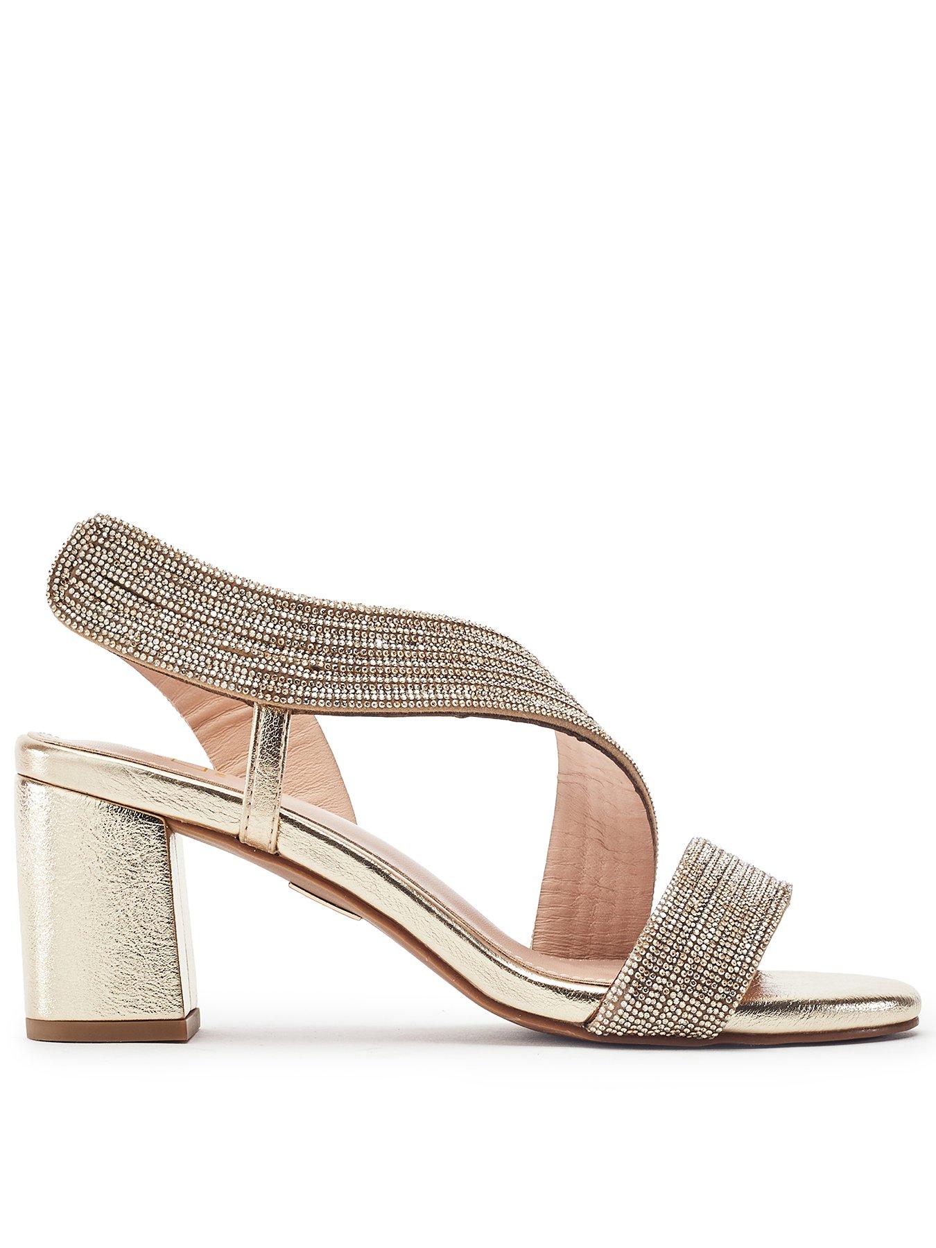 Moda In Pelle Nikkia Porvair Asymetric Glits Heel Sandals -  Gold